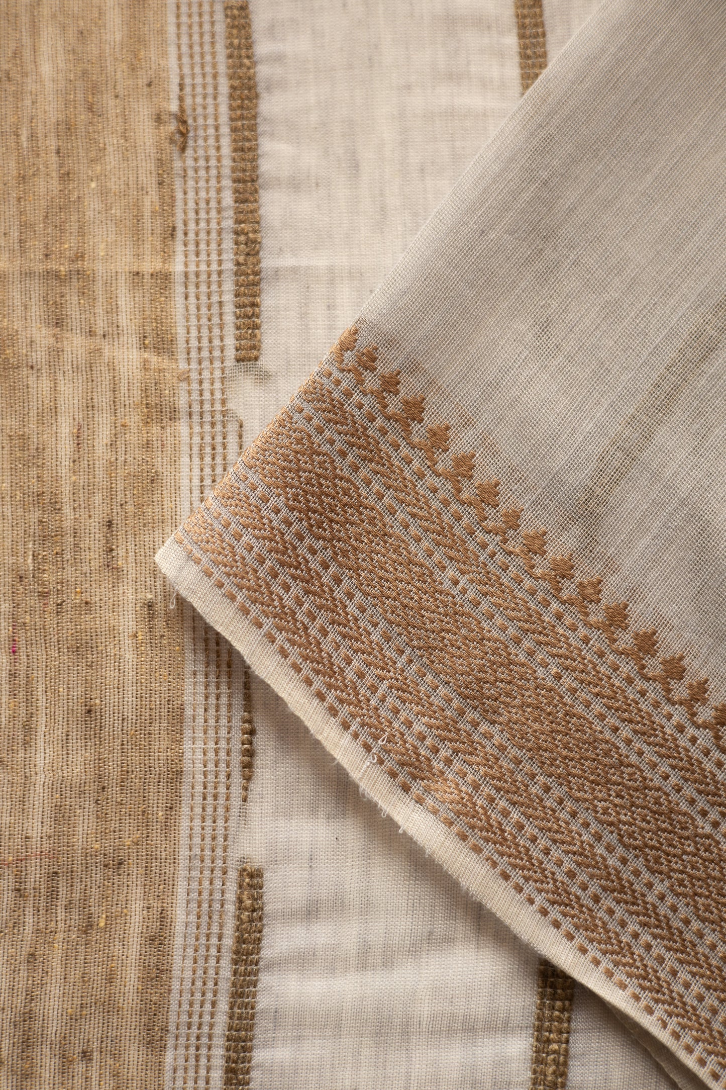 Grey Silk Cotton Saree with Random Khapa Striped Saree