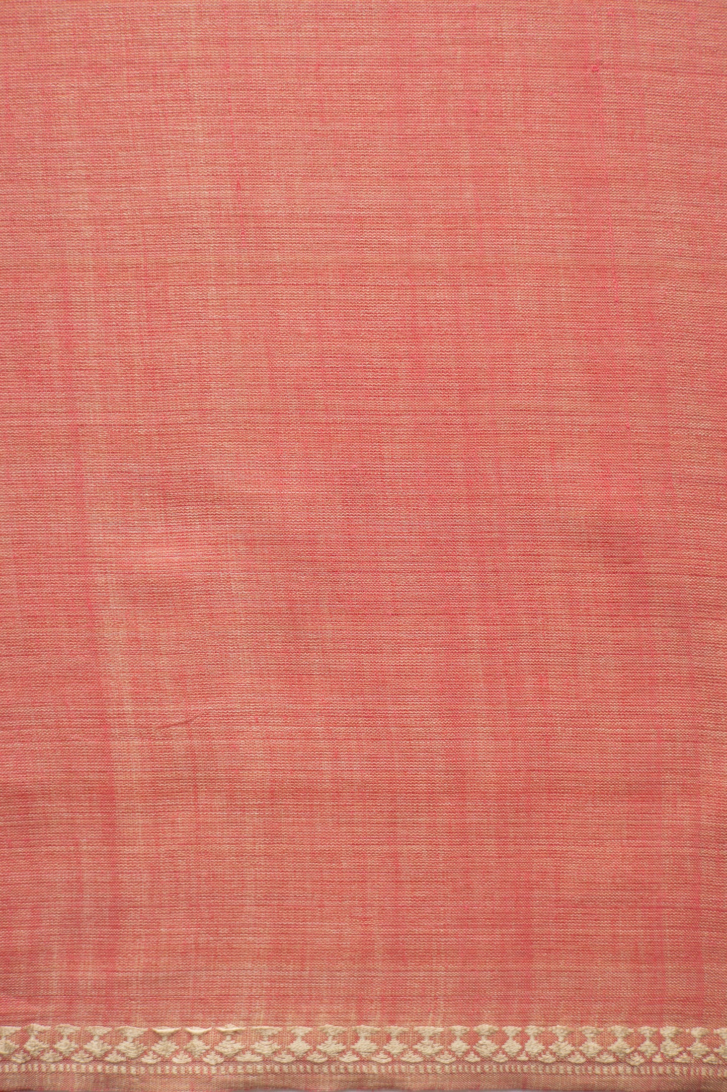 Salmon Pink Cotton with Beige Stripe Pallu Saree