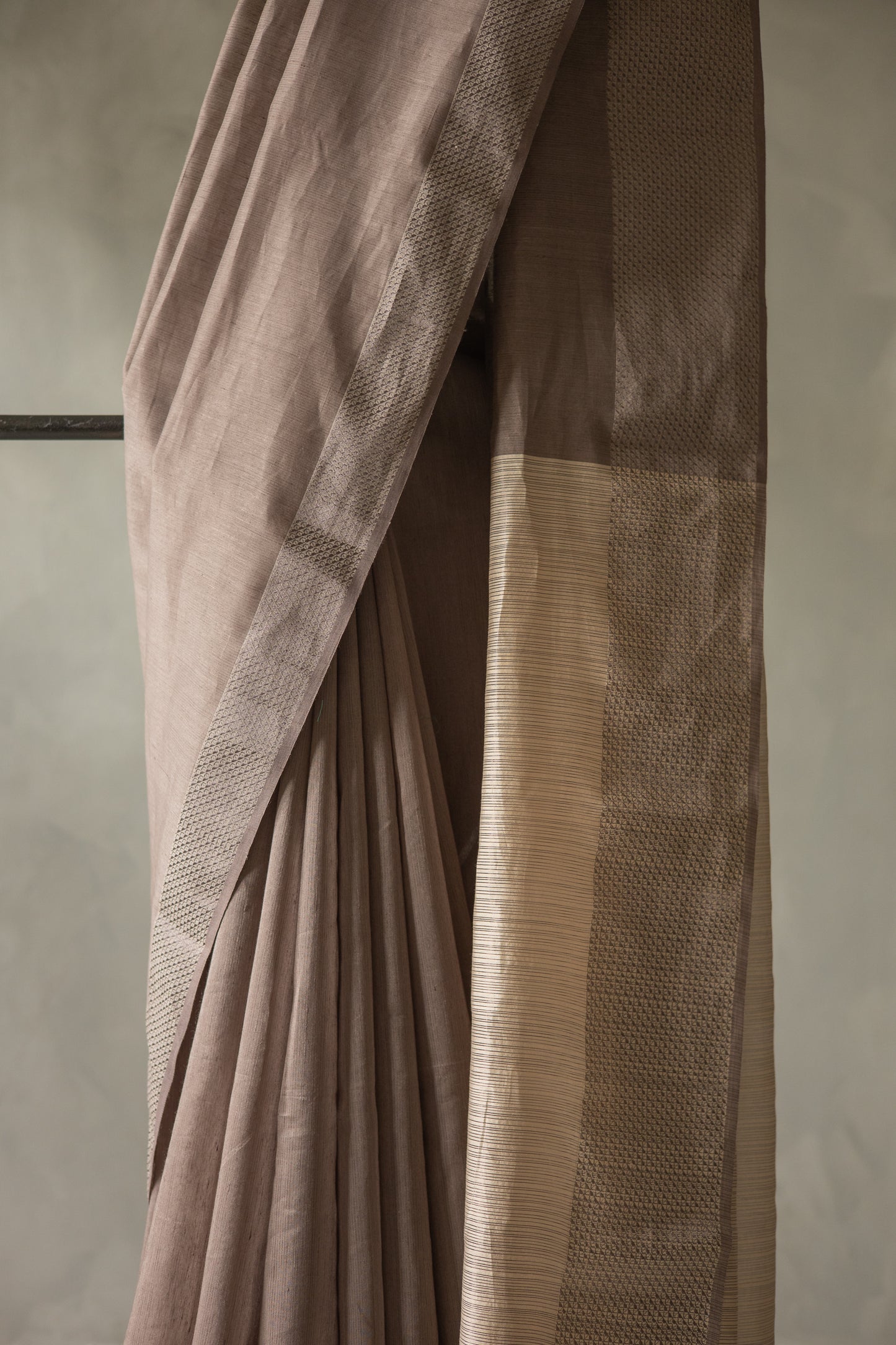 Dark Brown Silk Cotton with Rassa Border Saree