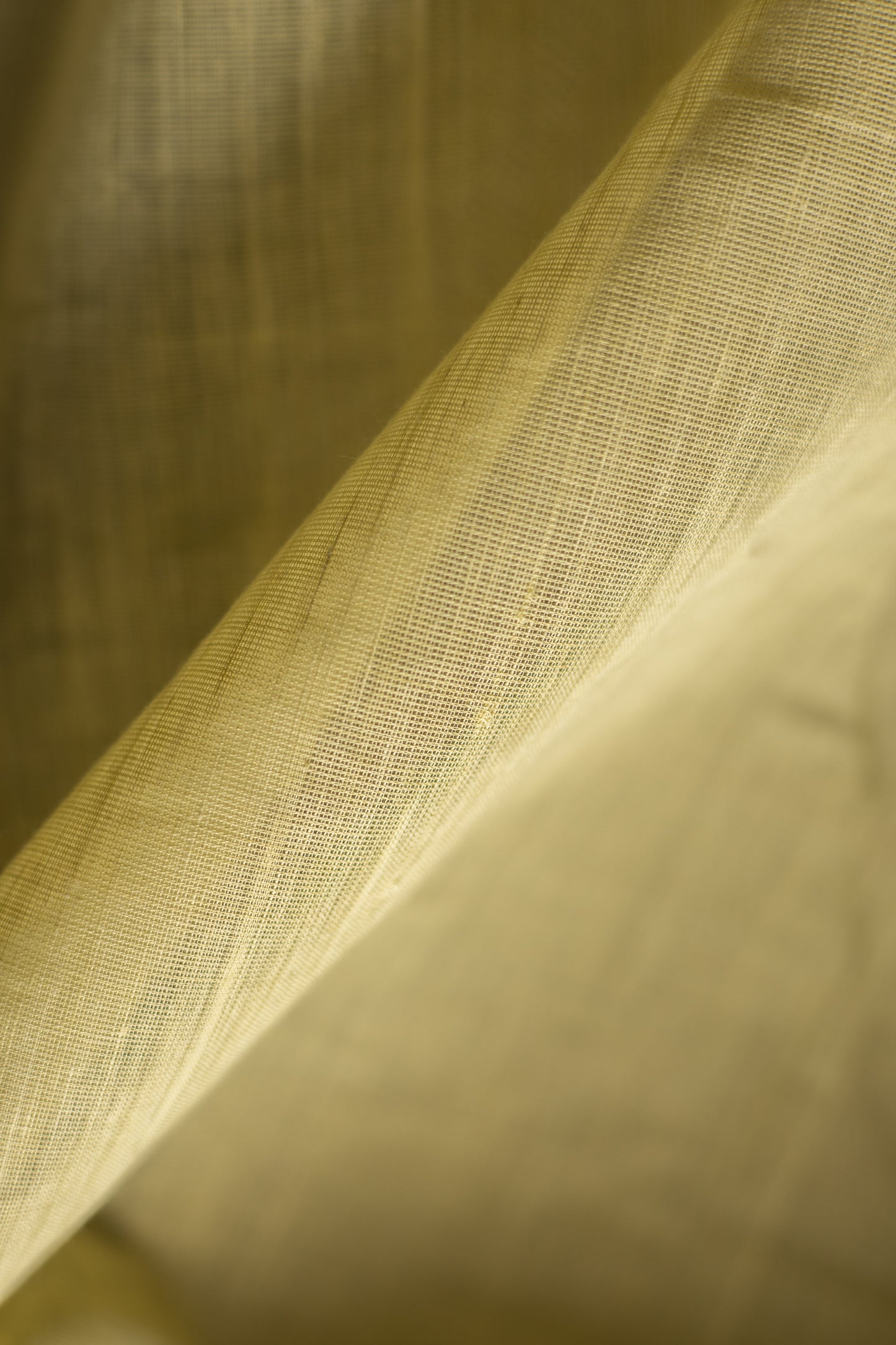 Pale Yellow Mangalagiri Cotton with Dark Green Border and Stripped Pallu Saree