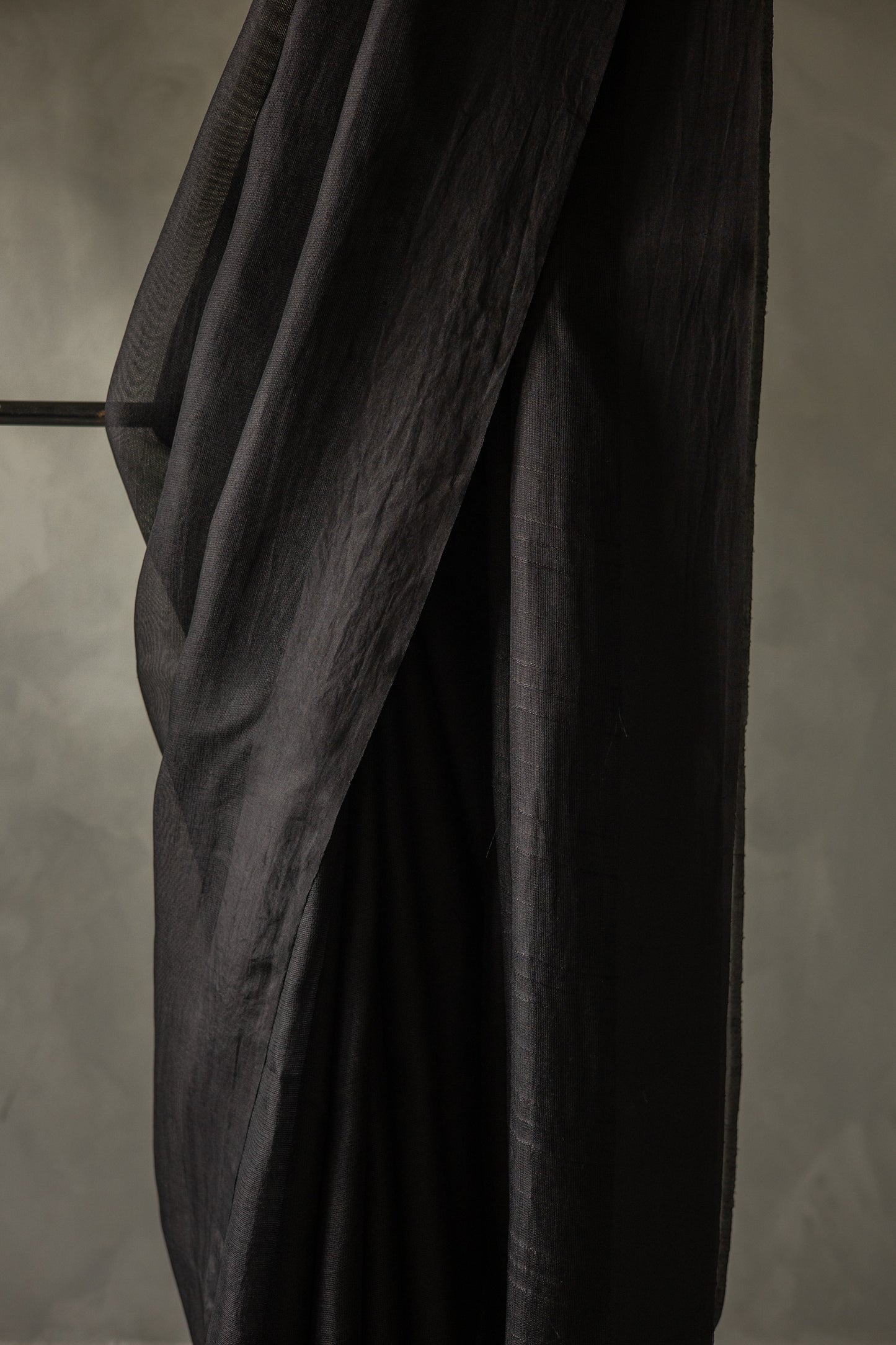 Black Leno Silk Organza Saree