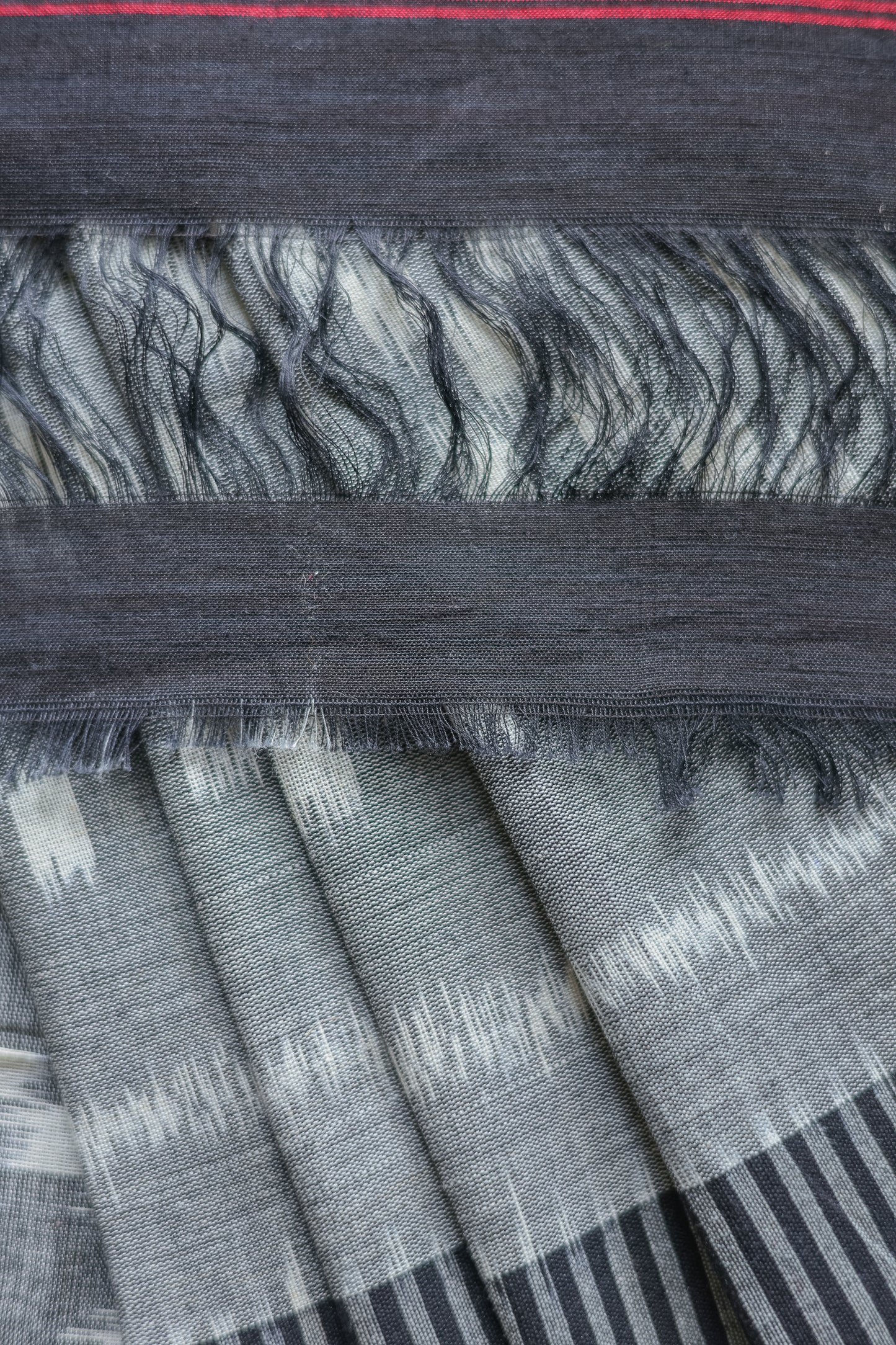 Grey Ikat Cotton with Black Border Saree