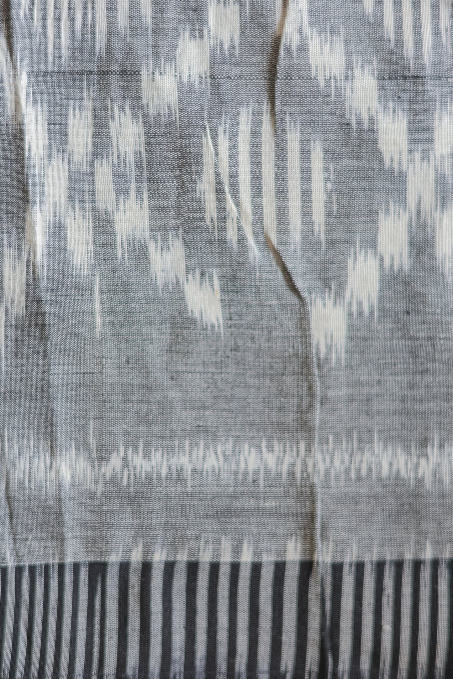 Grey Ikat Cotton with Black Border Saree
