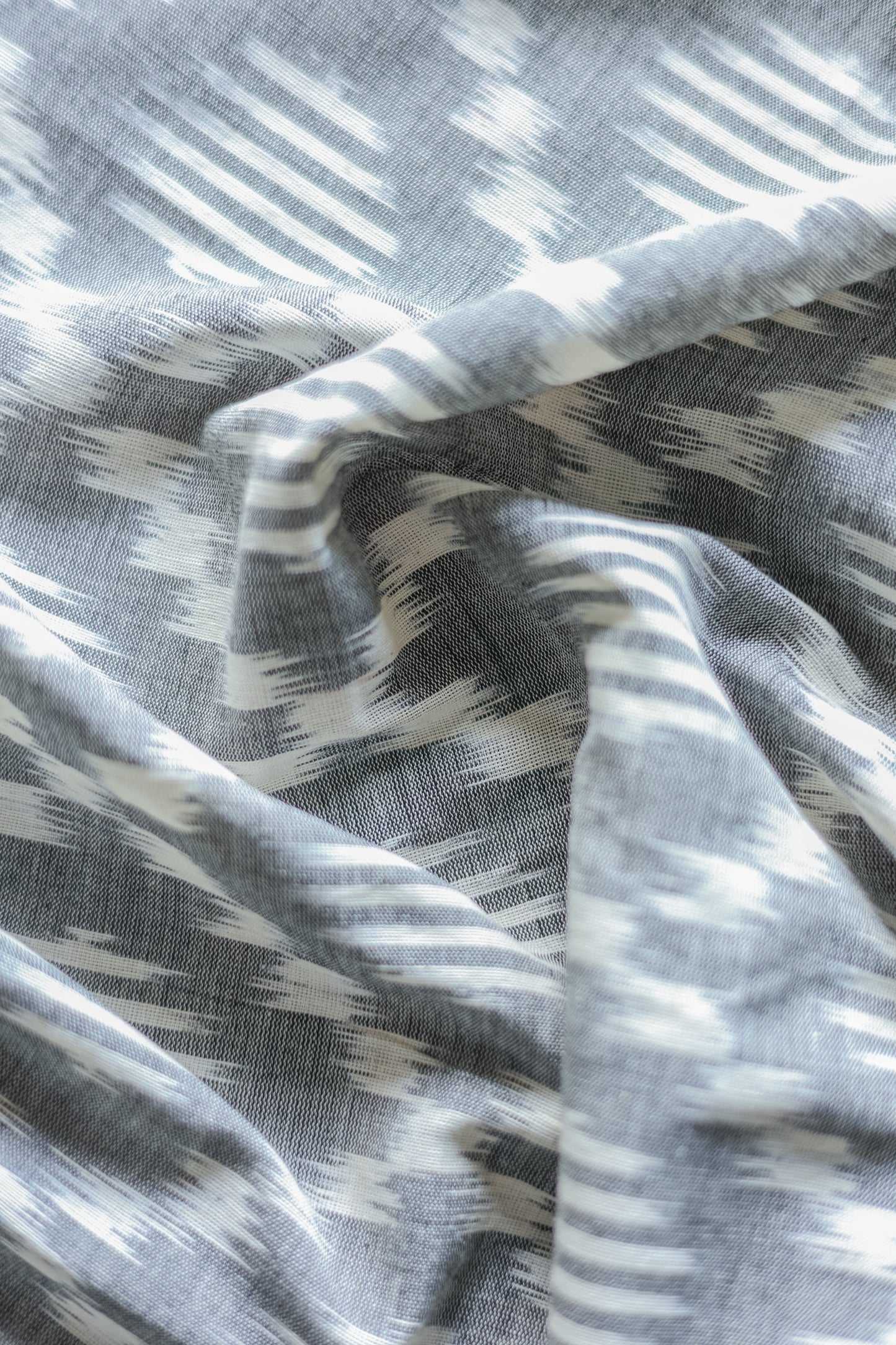 Grey Ikat Cotton with Black Border Saree