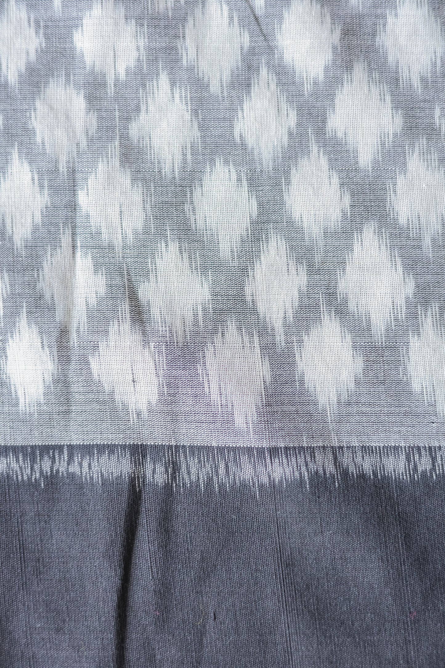 Grey and White Ikat with Black Border Saree