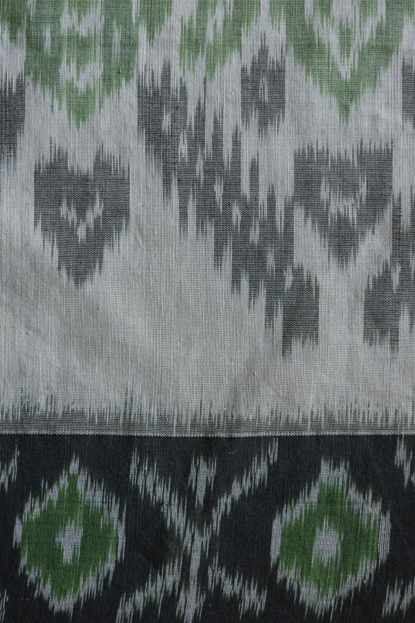 Off White Ikat Cotton with Black Border Saree