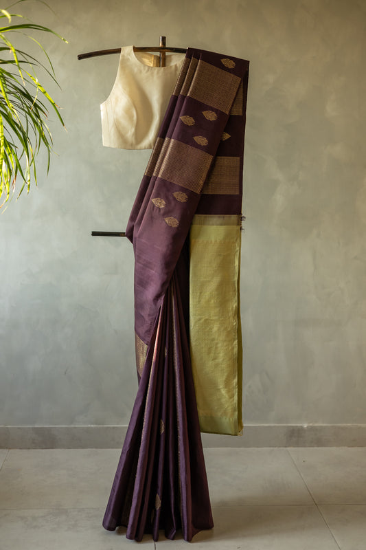 Purple Kanjivaram with Mint Green Pallu