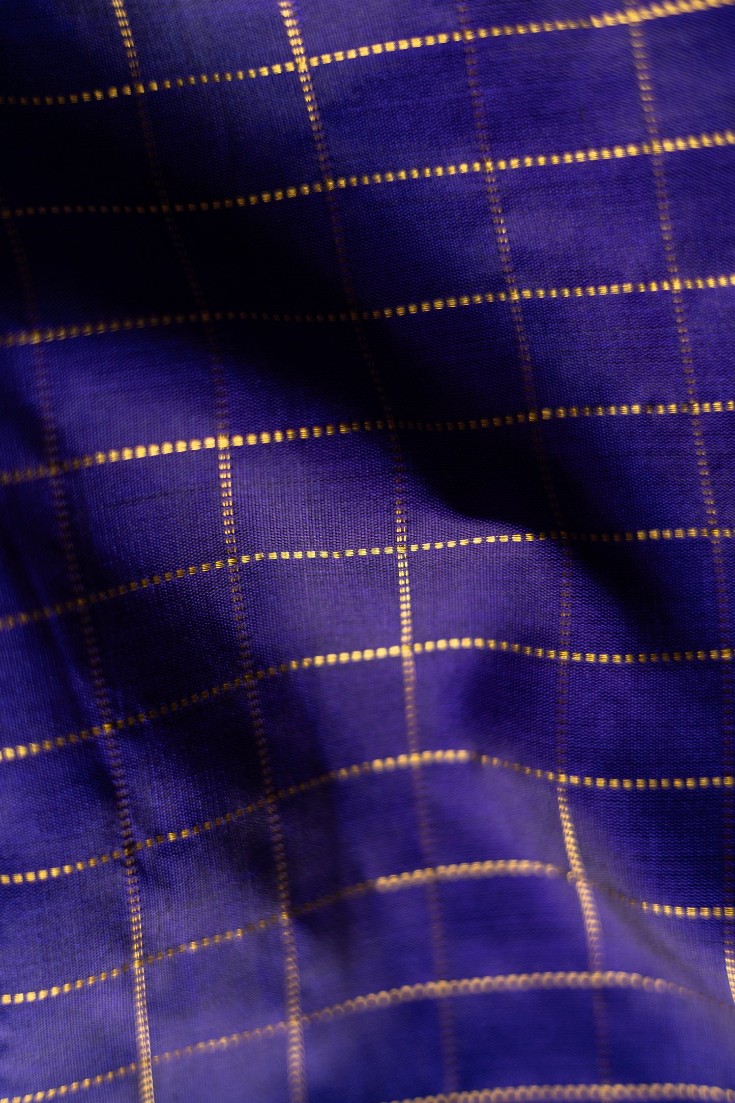 Violet Checks Kanjivaram Silk with Dark Pink Pallu