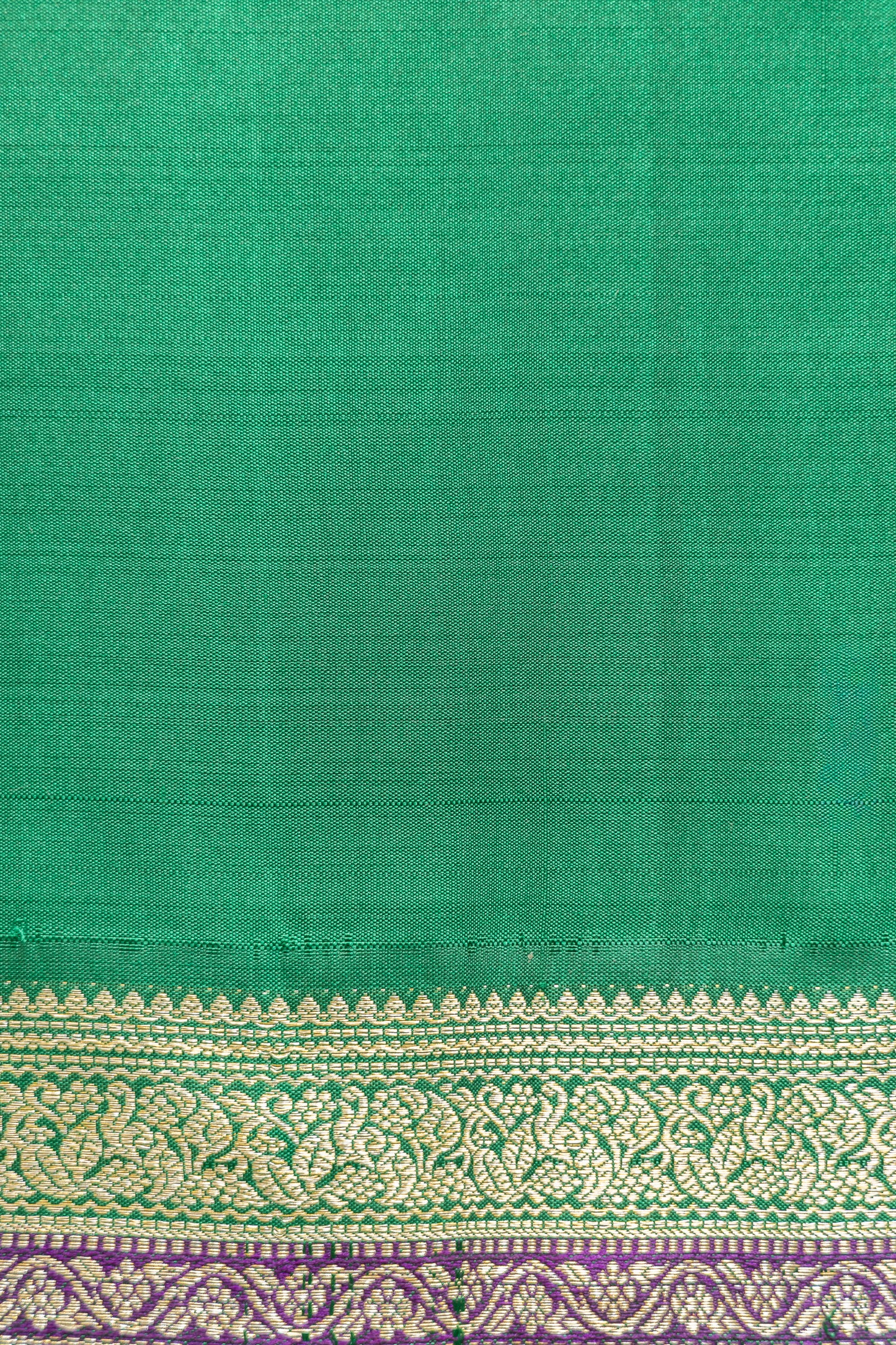Red with Green Border Banaras-inspired motifs Kanjivaram Silk Saree
