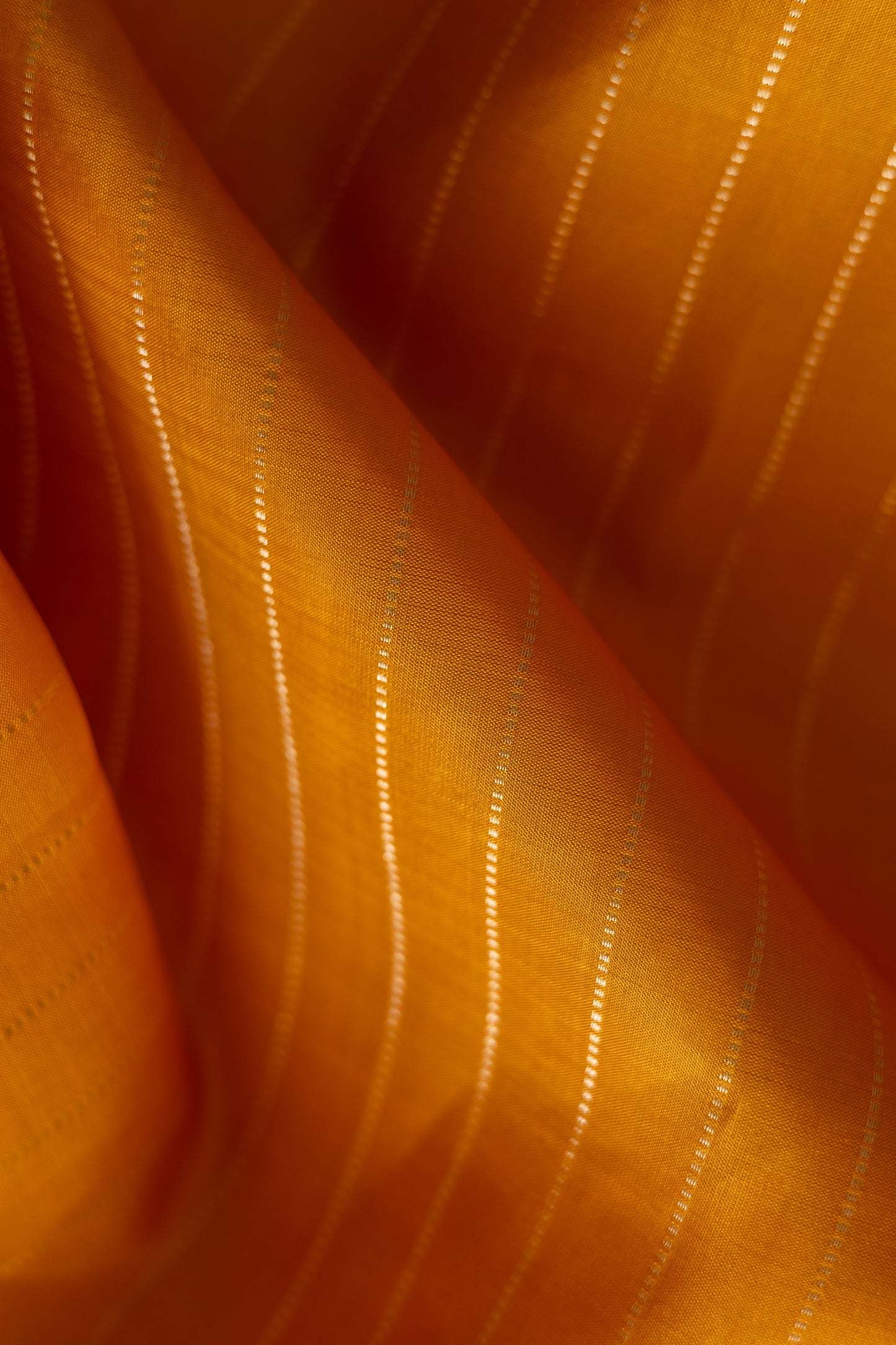 Yellow Body with All Over Silver Stripes with Pink and Silver Striped Pallu Kanjivaram Silk Saree