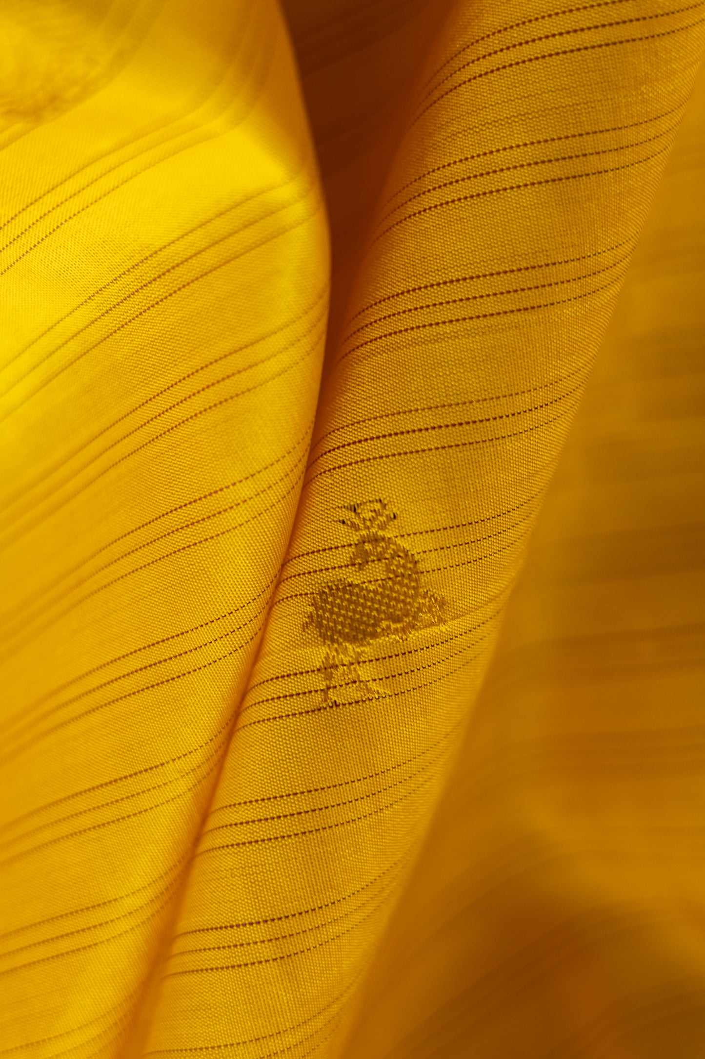 Yellow with Purple Yazhi and Peacock Motif Border Kanjivaram Silk Saree