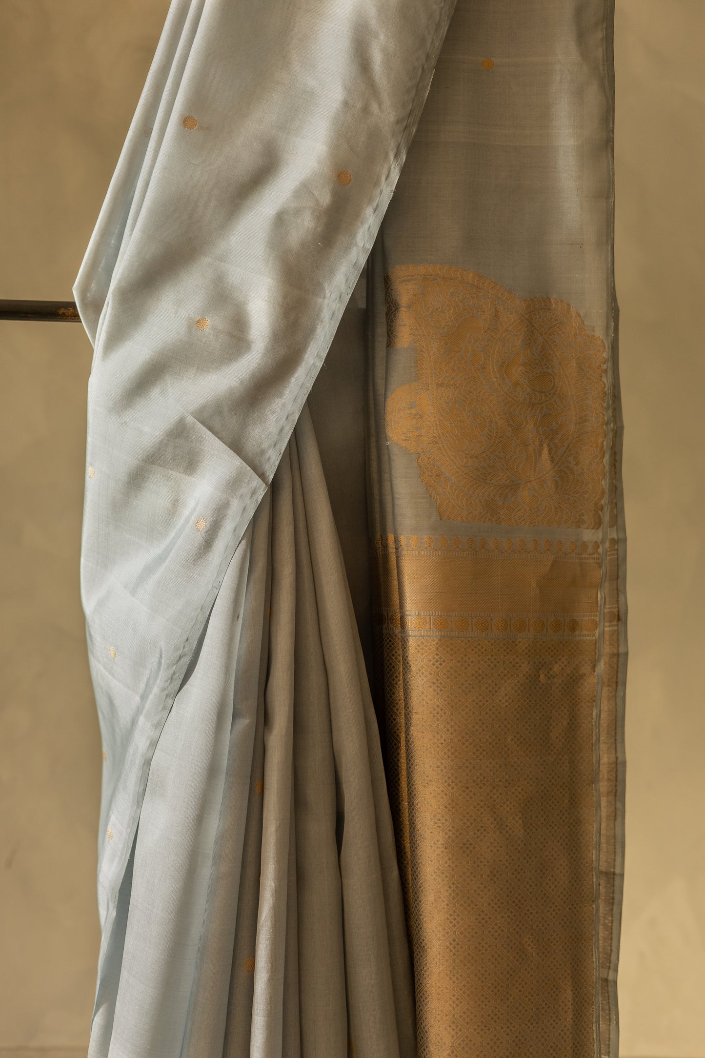 Light Blue Komarapalayam Silk with Rudraksham Motif Saree