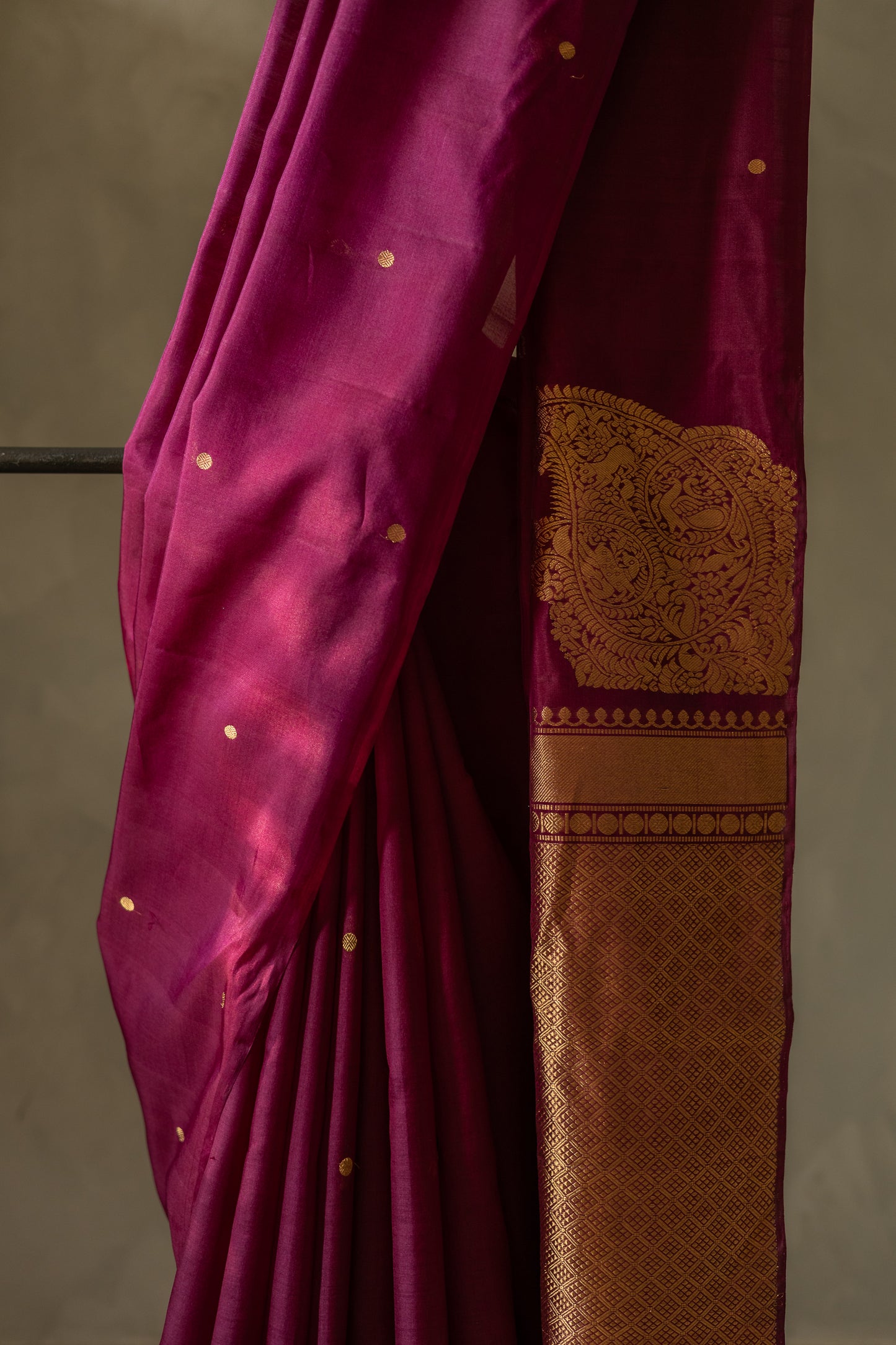 Maroon Komarapalayam Silk with Rudraksham Motif Saree