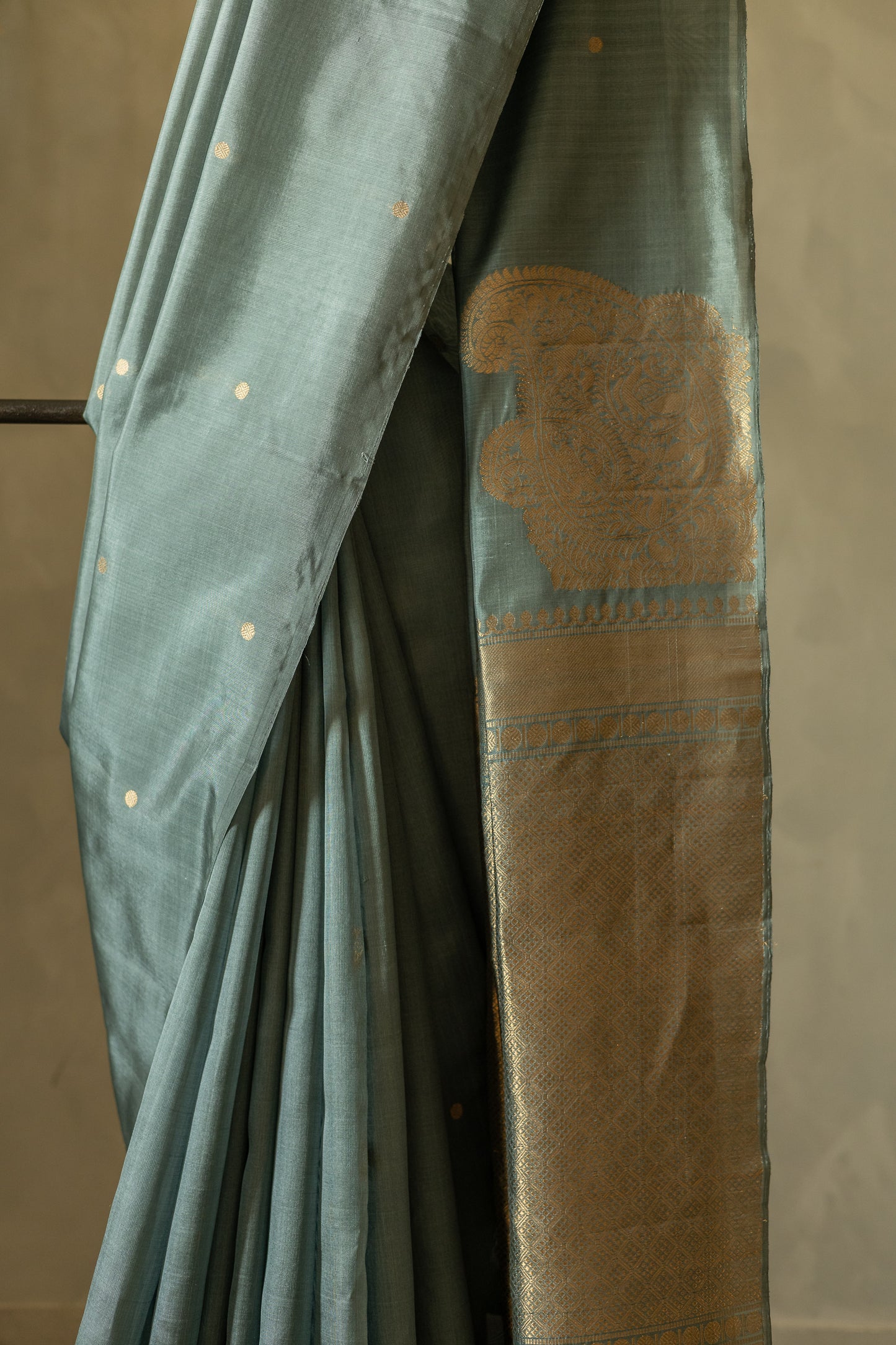 Blue Komarapalayam Silk with Rudraksham Motif Saree