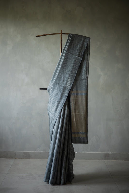 Light Blue All Over Small Checks Komarapalayam Silk Saree