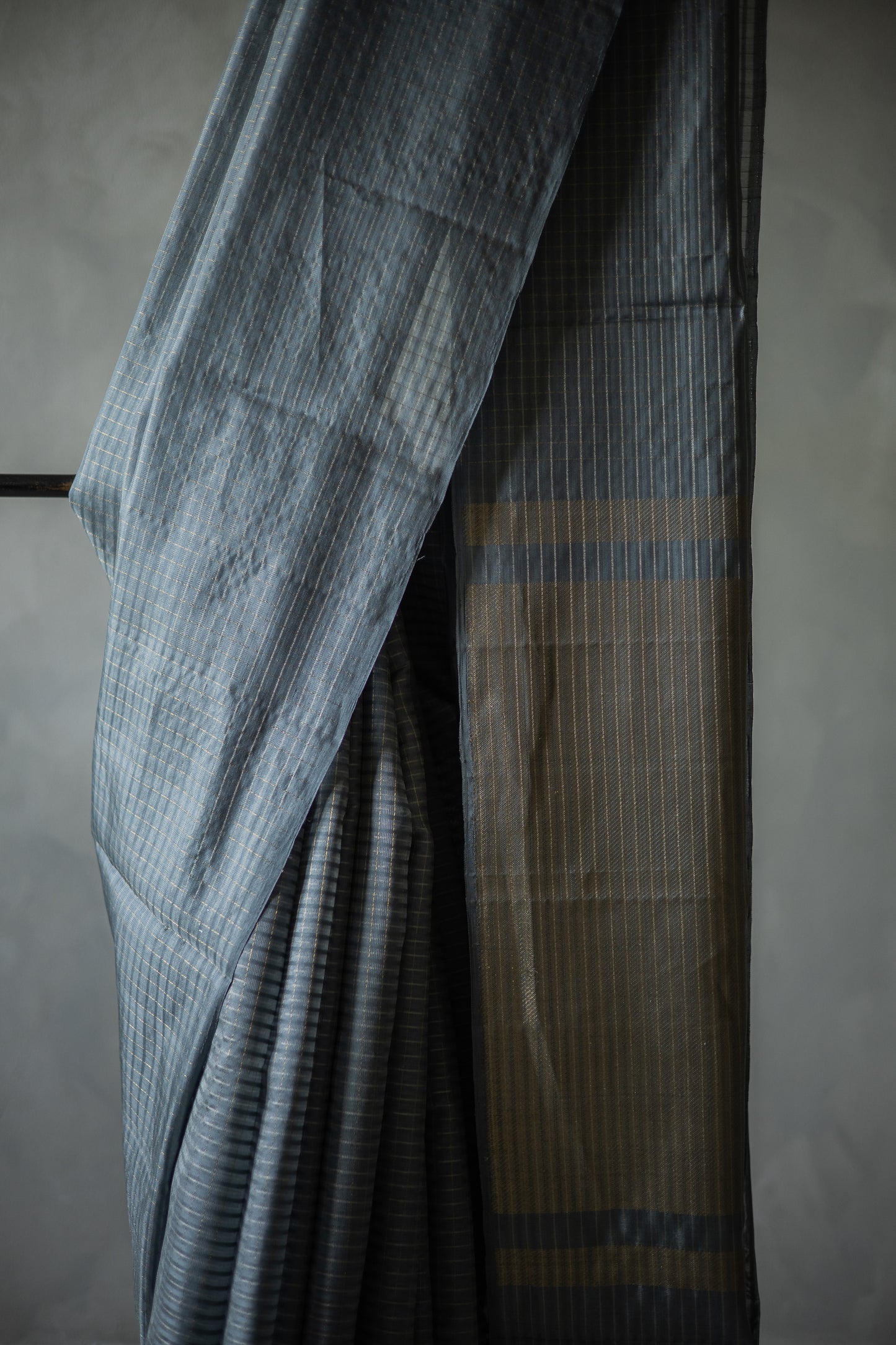 Light Blue All Over Small Checks Komarapalayam Silk Saree