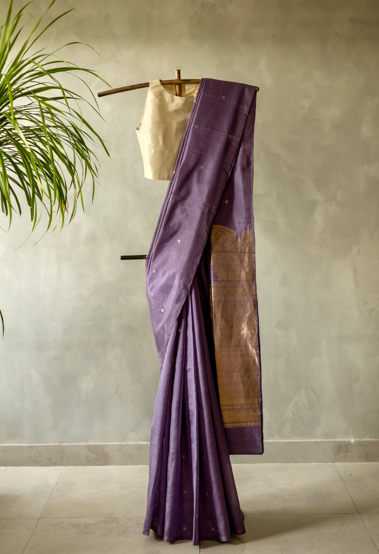 Light Purple Komarapalayam Silk with Rudraksham Motif Saree