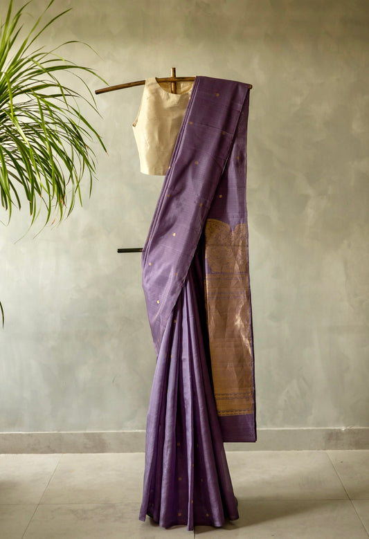 Light Purple Komarapalayam Silk with Rudraksham Motif Saree