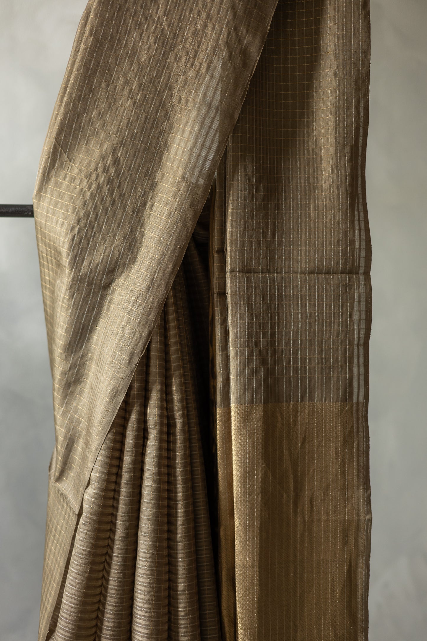 Light Brown All Over Small Checks Komarapalayam Silk Saree