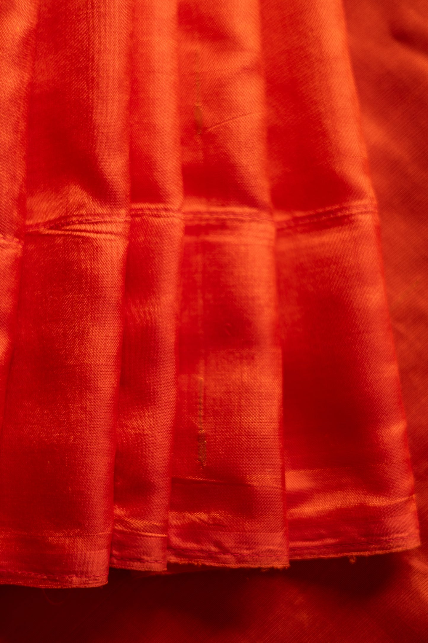 Orange Komarapalayam Silk with Malli Moggu Motifs and Gold Zari Pallu Saree