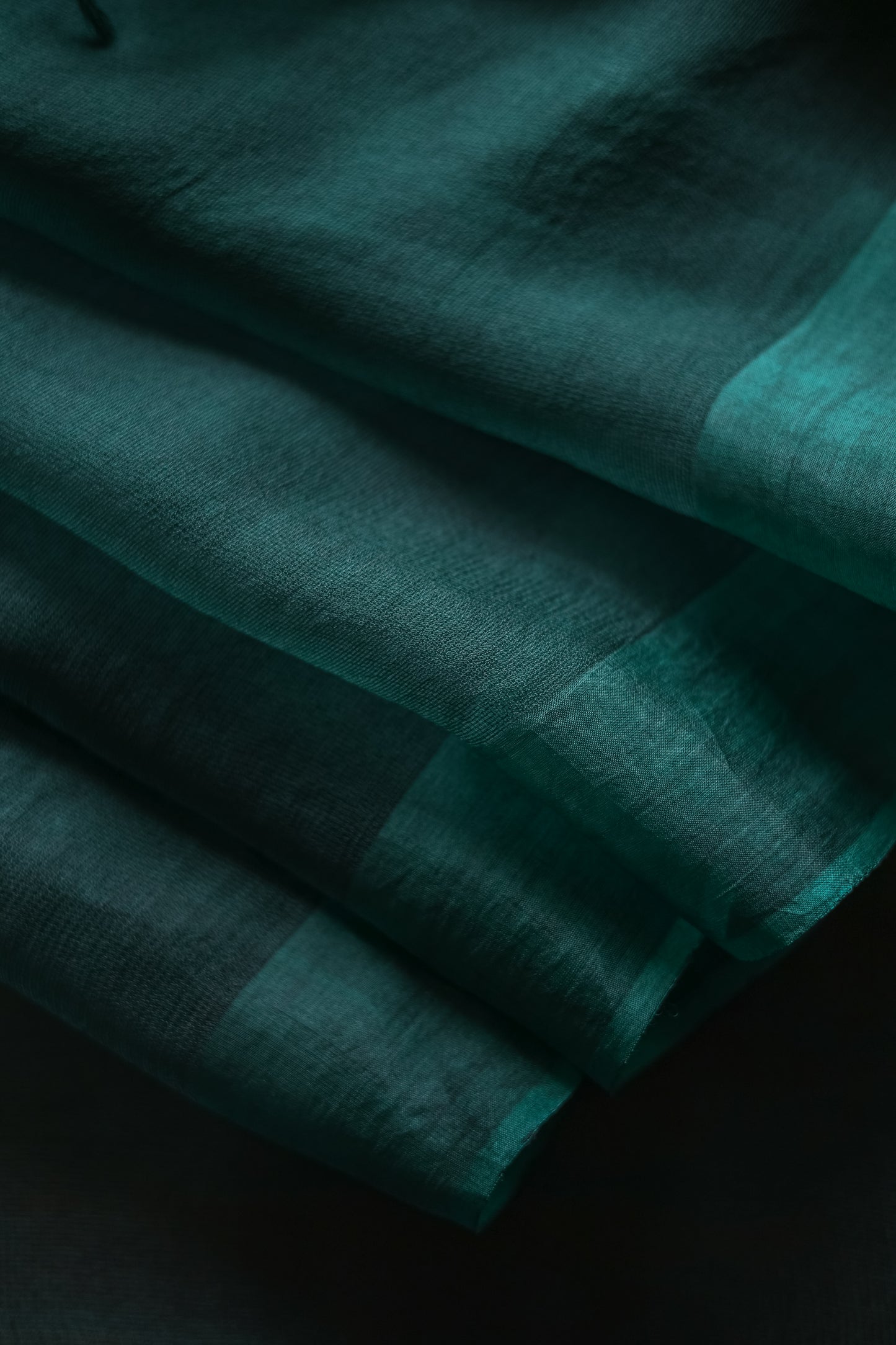 Bottle Green Leno Cotton Saree