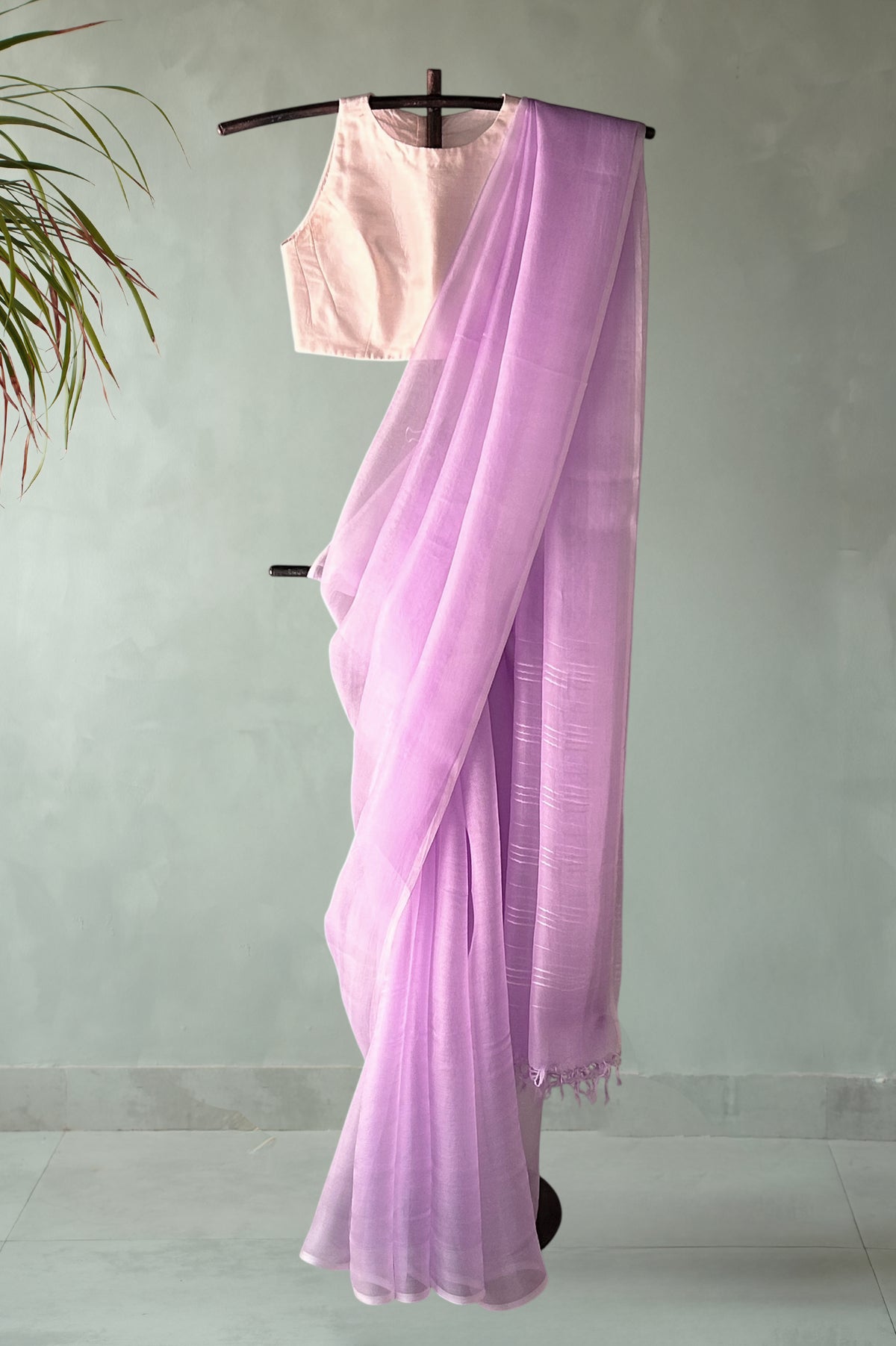 Light Lavender Leno Silk Organza Saree