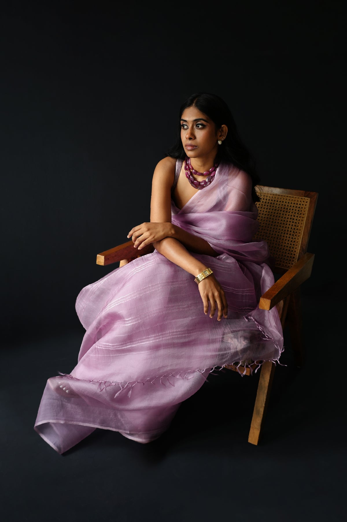 Lilac Leno Silk Organza Saree