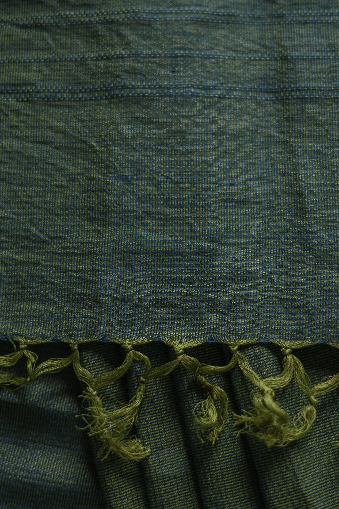 Dark Green Cotton Linen Leno Woven Saree
