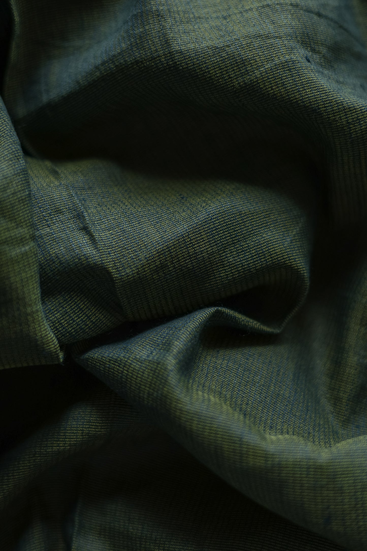 Dark Green Cotton Linen Leno Woven Saree