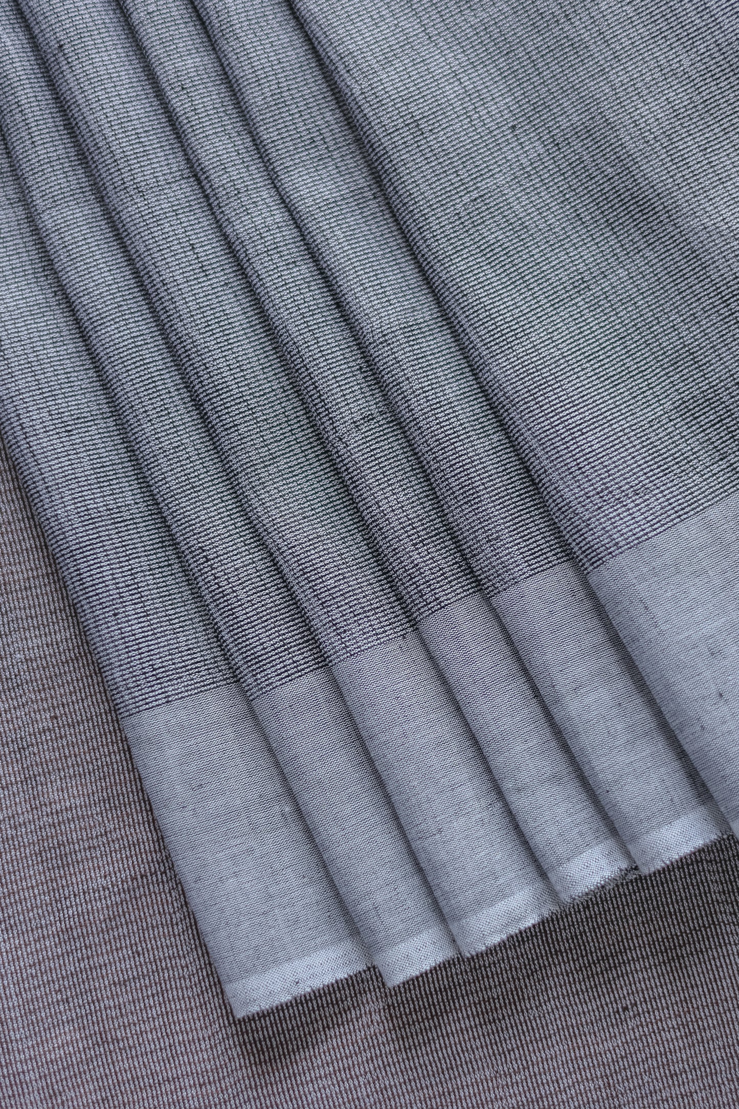 Grey Cotton Linen Leno Woven with Plain Border Saree