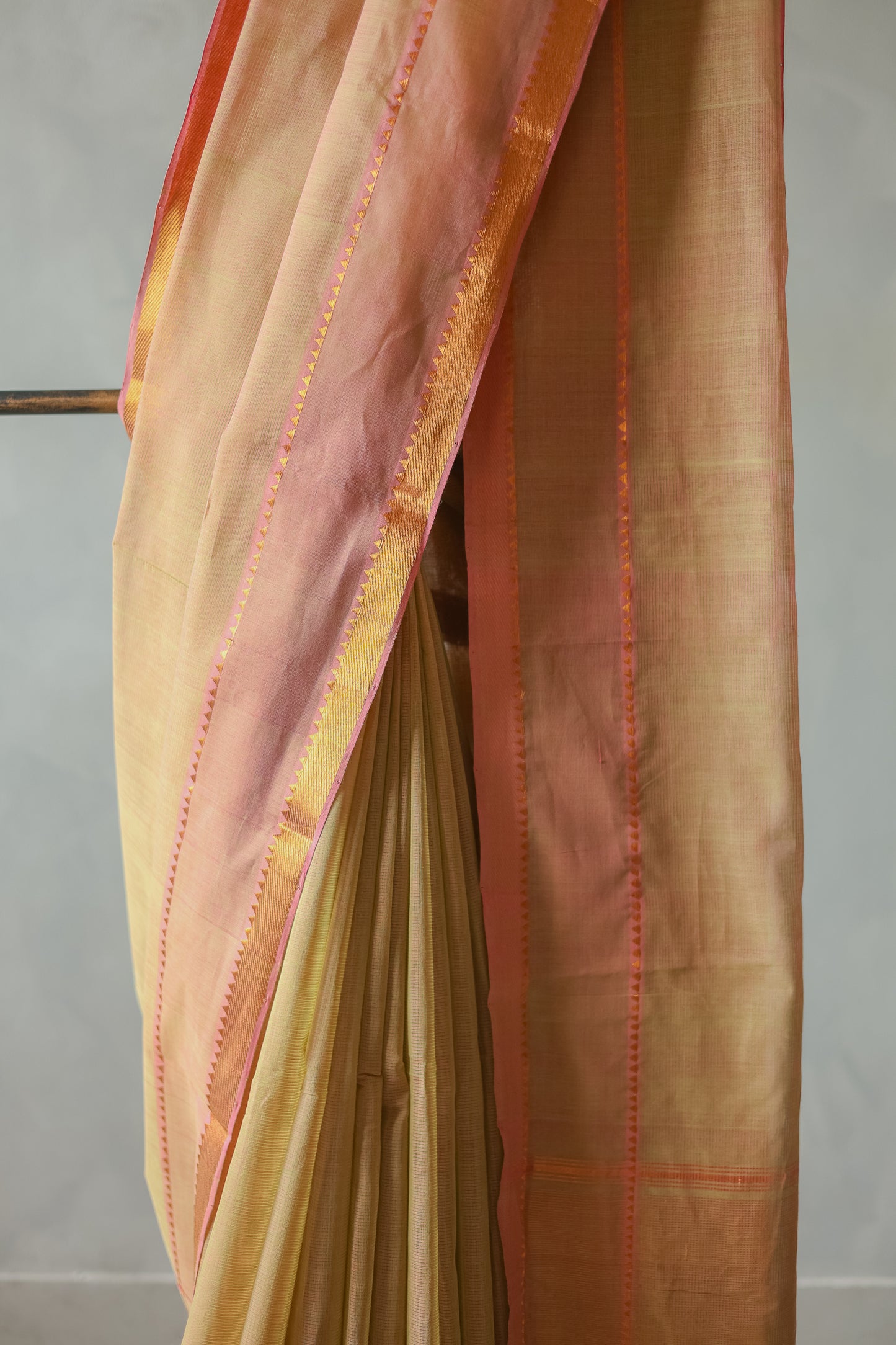 Light Mustard with Gold Border Mangalagiri Cotton Saree