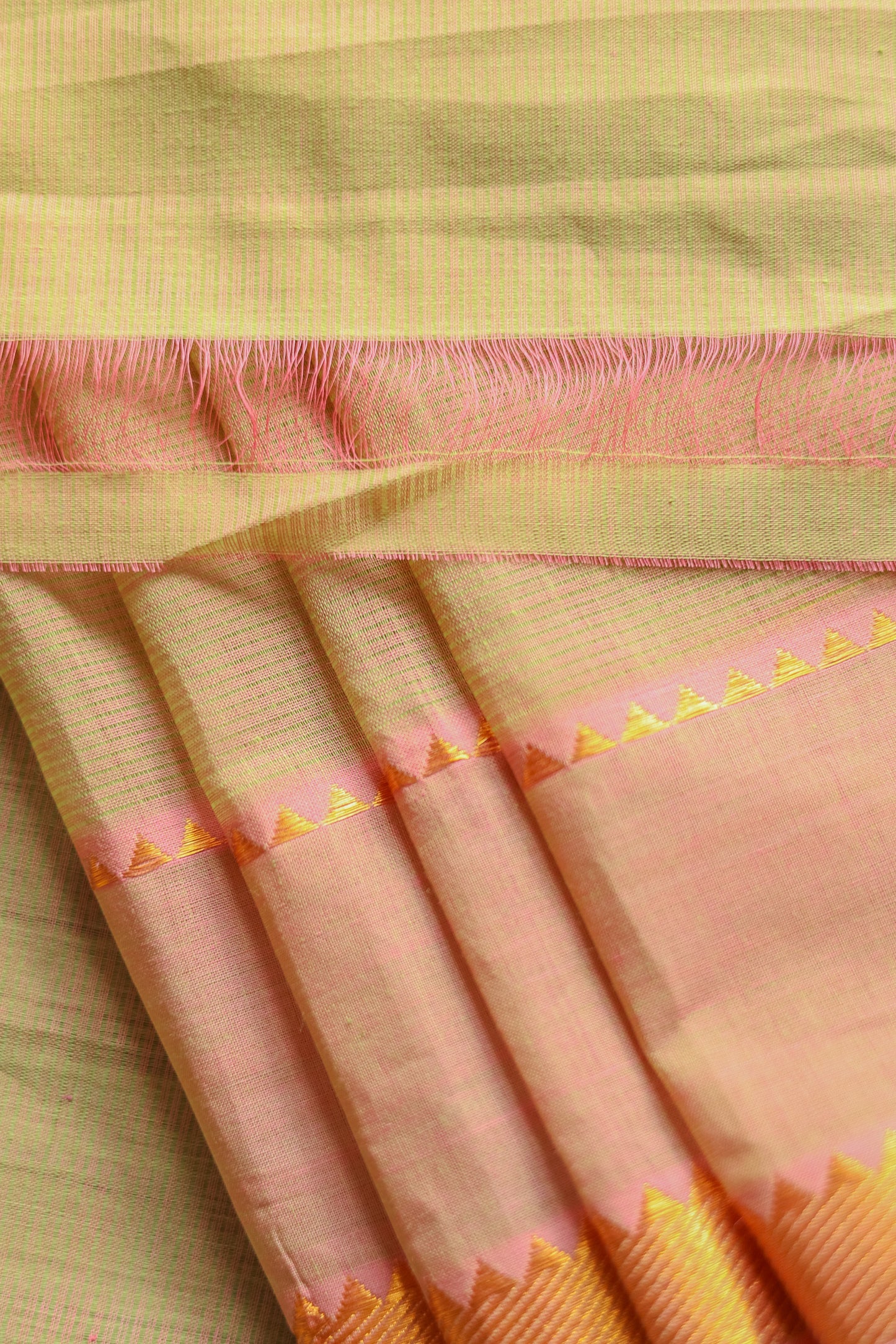 Light Mustard with Gold Border Mangalagiri Cotton Saree