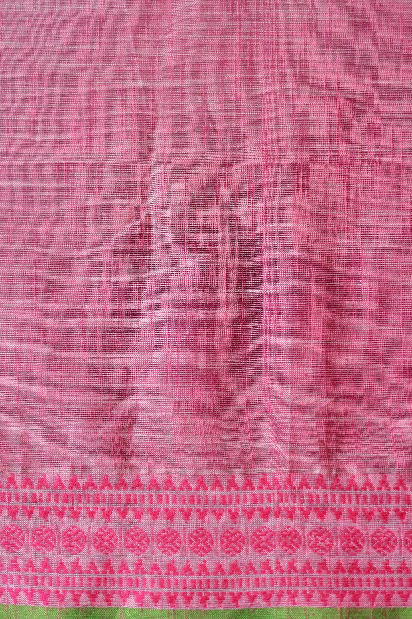 Yellow with Pink Border Mangalagiri Cotton Saree