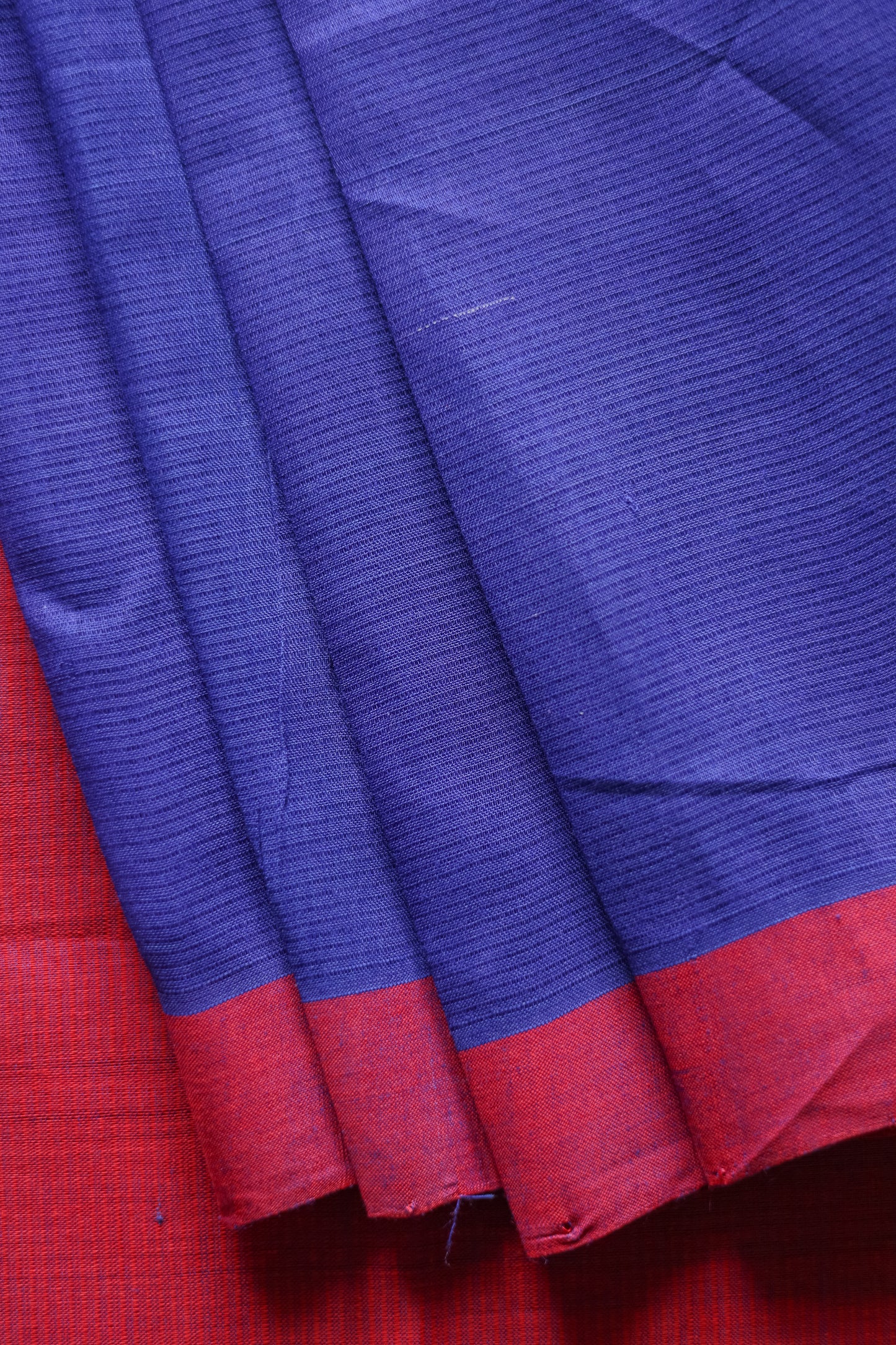Navy Blue and Red Border Mangalagiri Cotton Saree