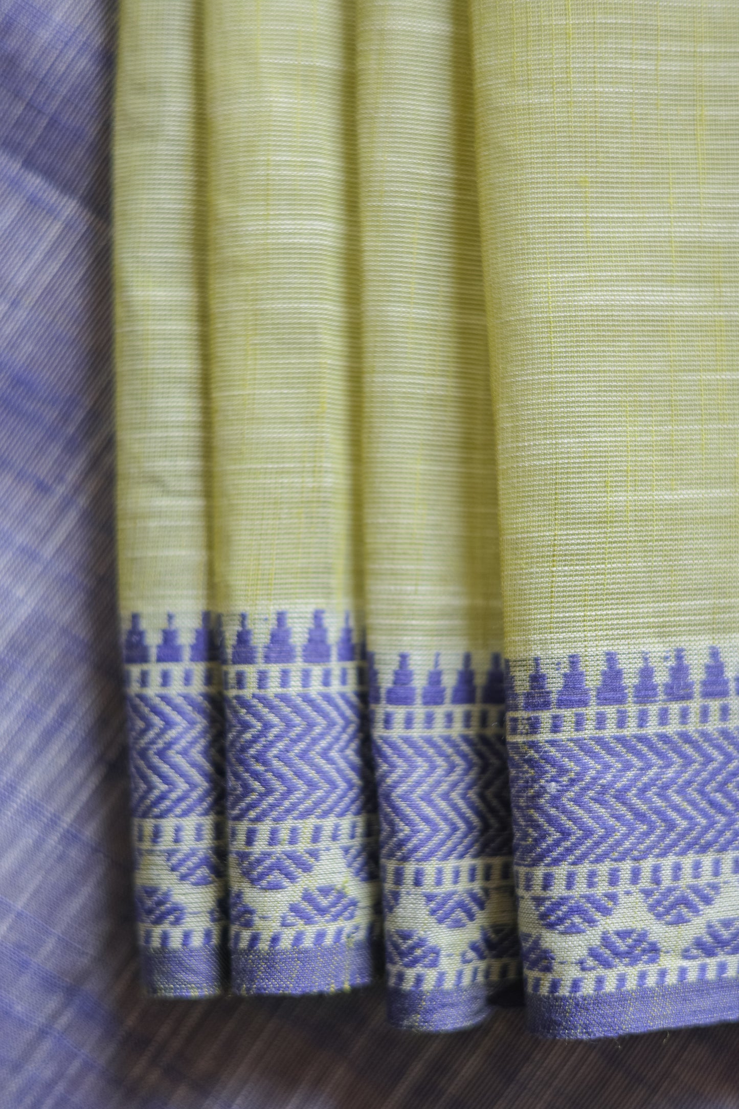 Yellow and Blue Border Mangalagiri Cotton Saree