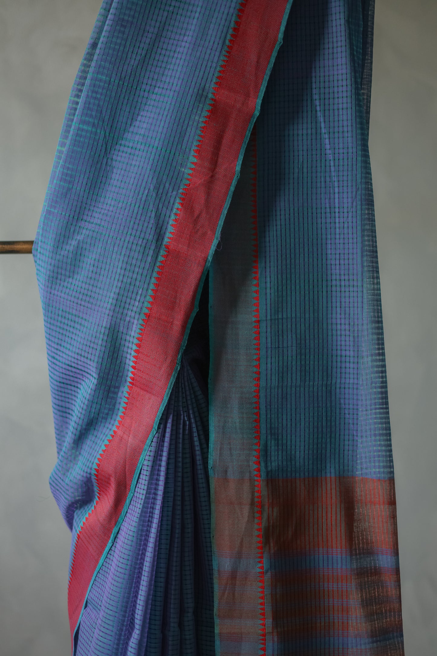 Blue and Red Border Mangalagiri Cotton Saree