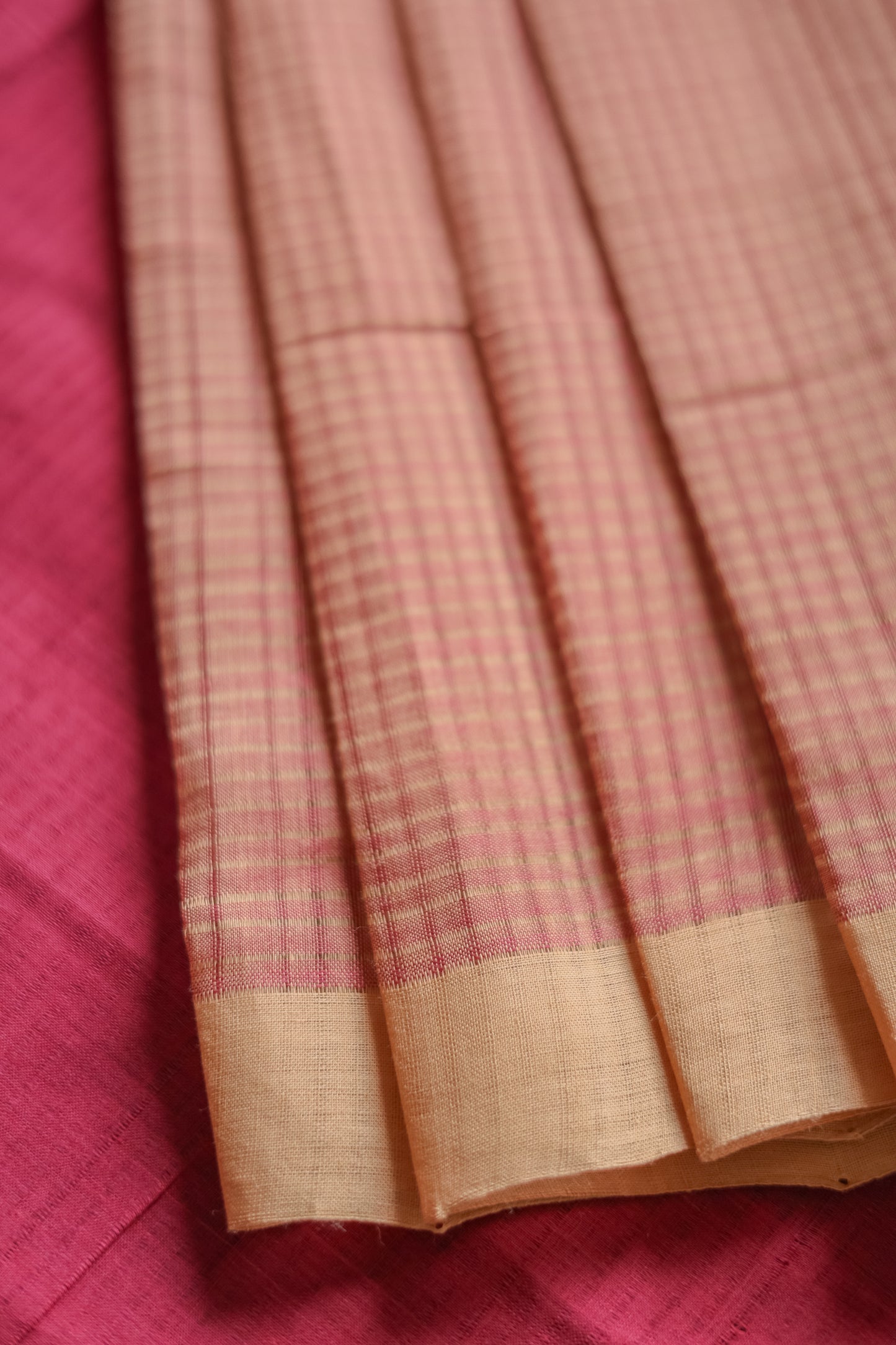 Light Brown and Maroon Striped Pallu  Mangalagiri Cotton Saree