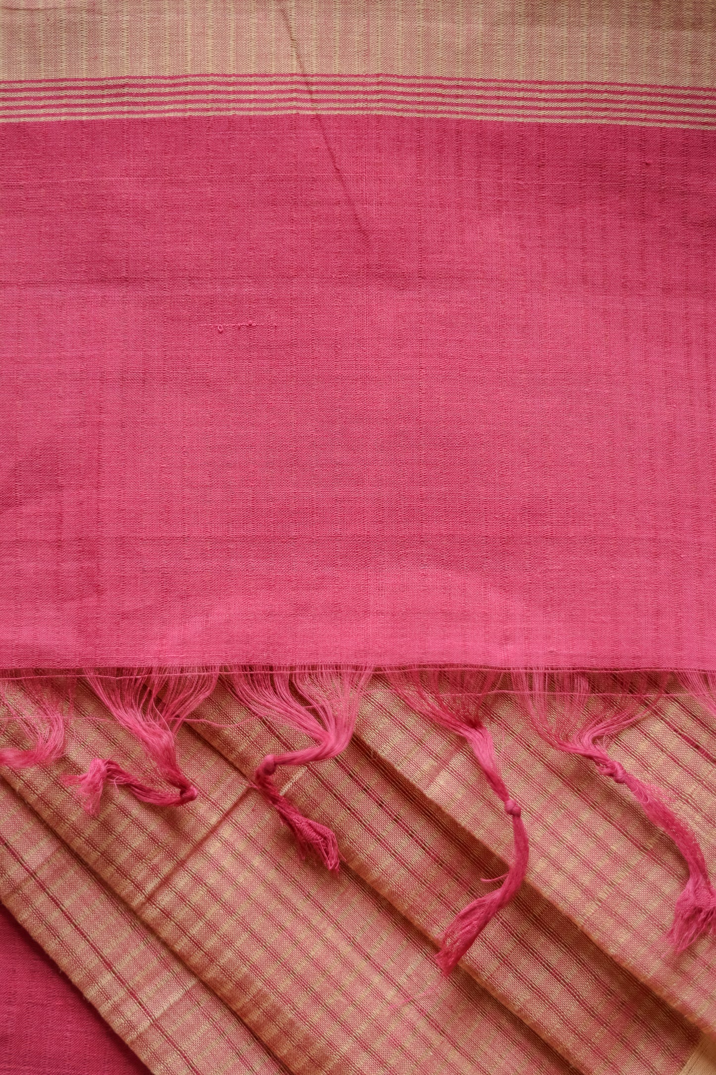 Light Brown and Maroon Striped Pallu  Mangalagiri Cotton Saree