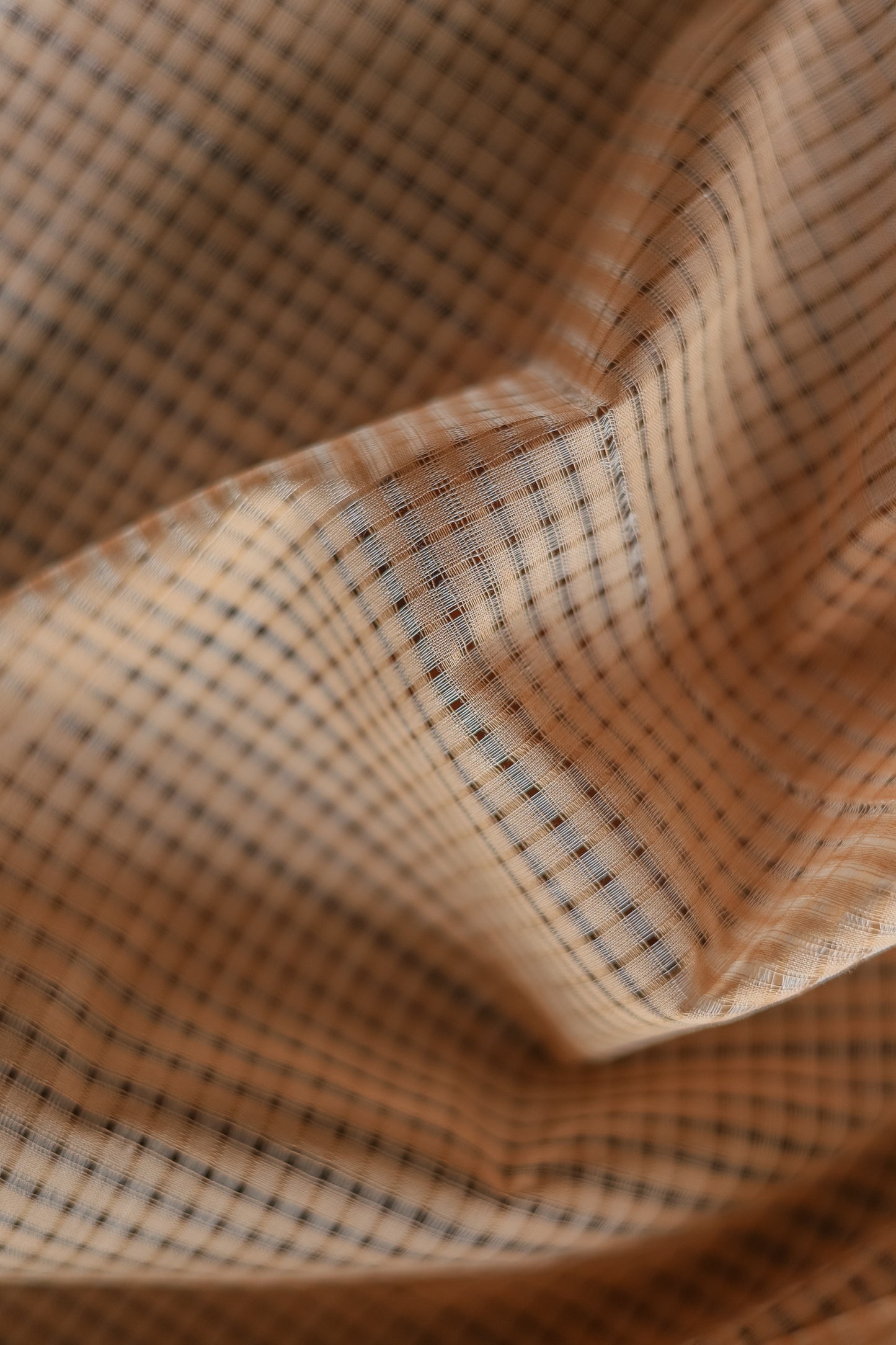 Light Brown Mangalagiri Cotton with Black Border Saree