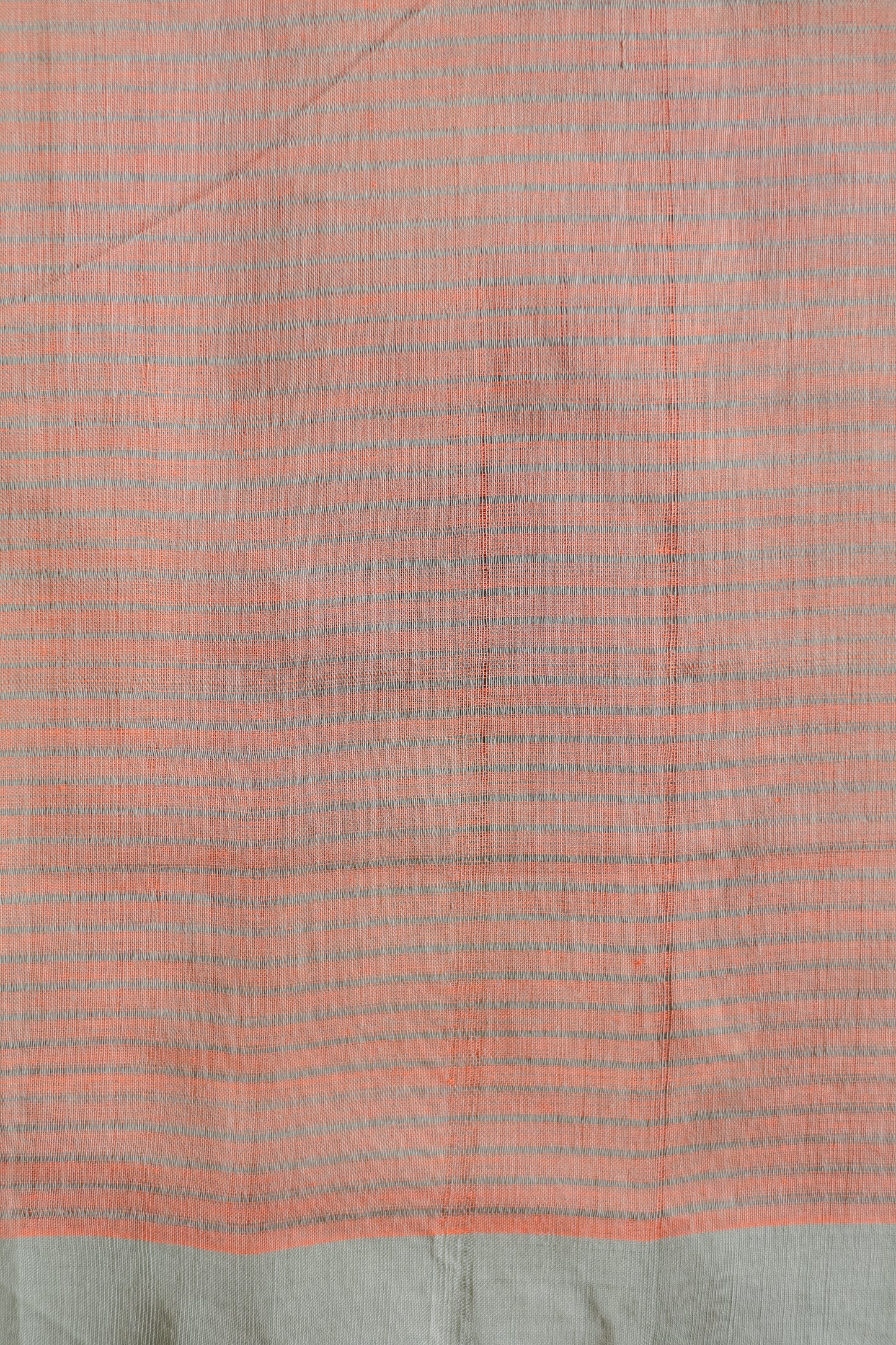 Orange and Grey Striped Pallu  Mangalagiri Cotton Saree
