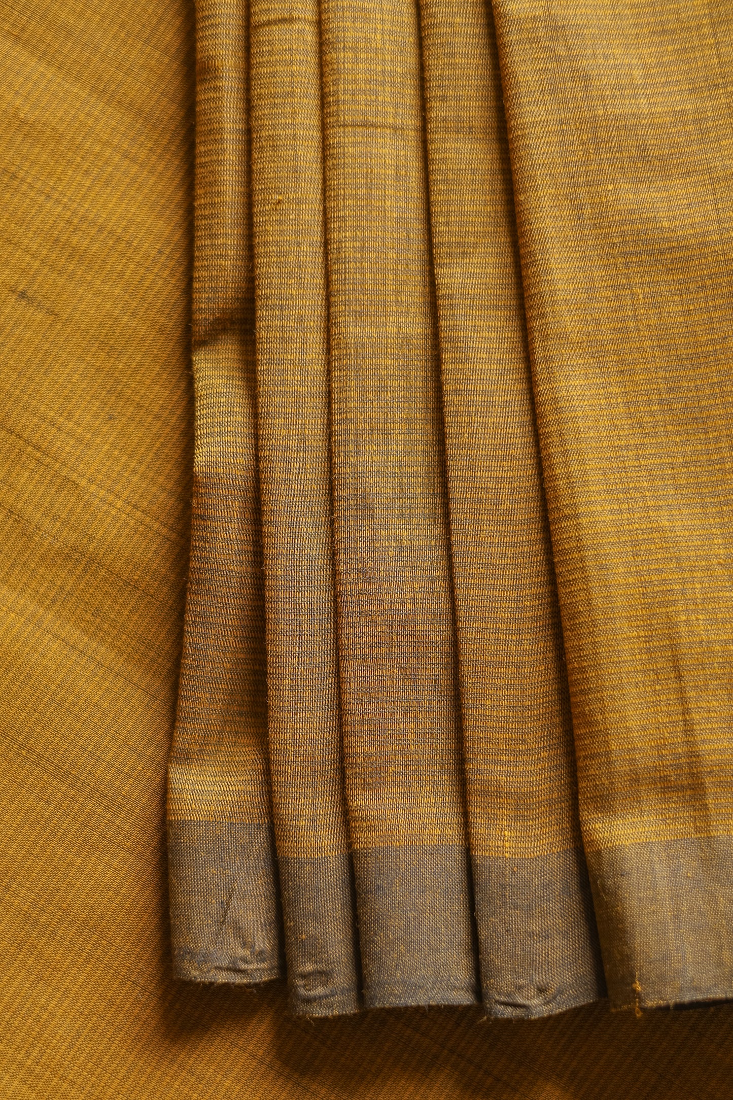 Mustard and Brown Border Plain Mangalagiri Cotton Saree