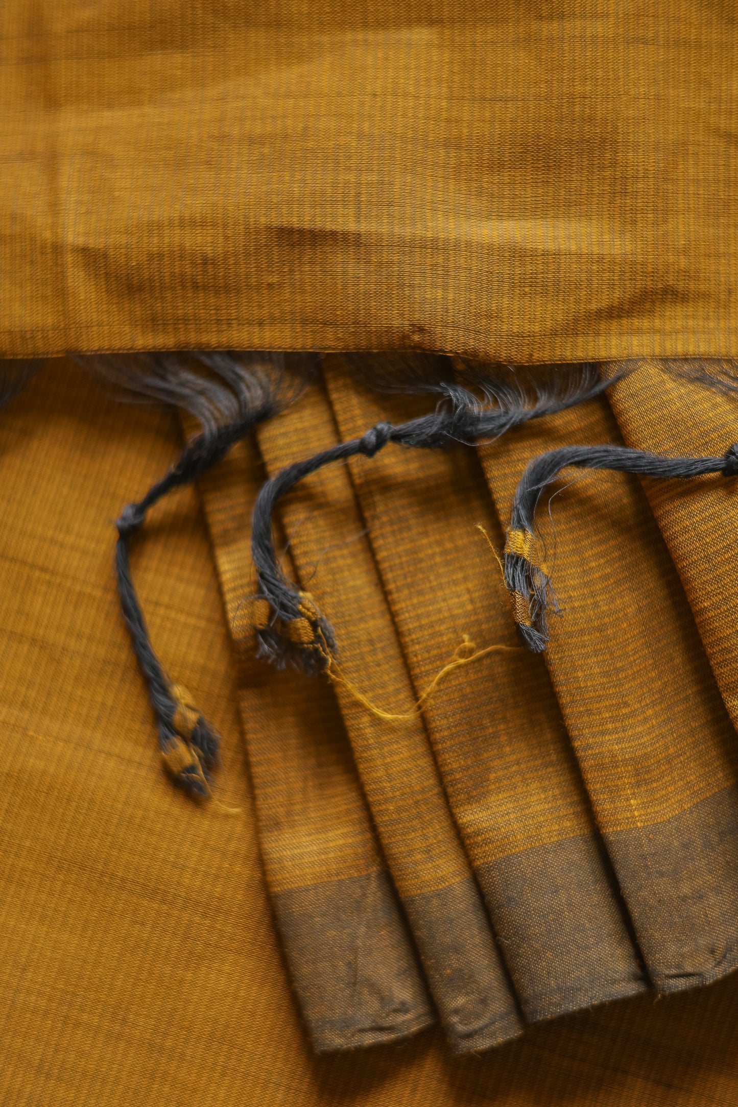 Mustard and Brown Border Plain Mangalagiri Cotton Saree