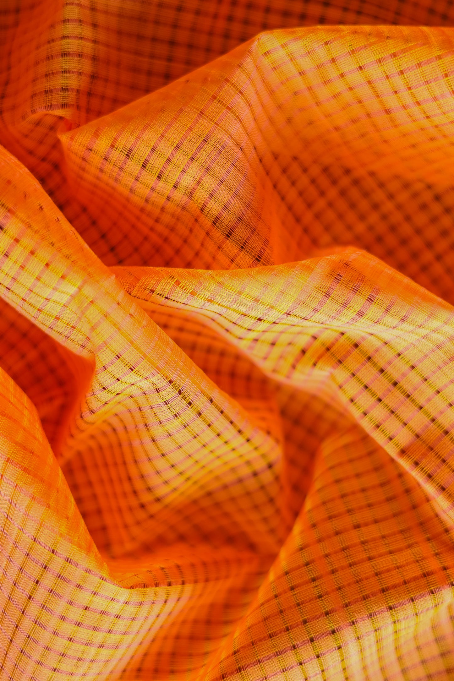Orange and Green Striped Pallu  Mangalagiri Cotton Saree