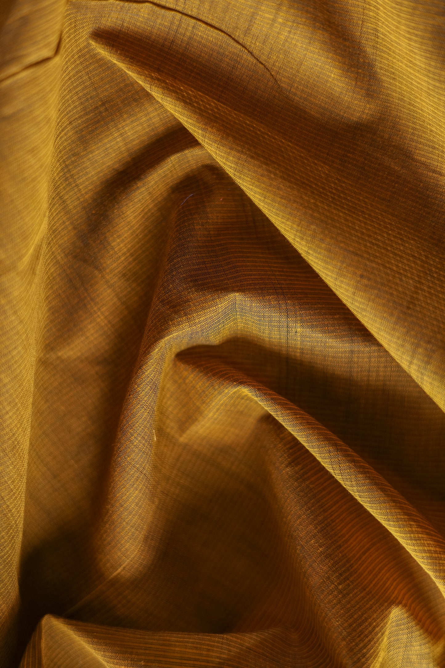 Mustard and Brown Border Plain Mangalagiri Cotton Saree