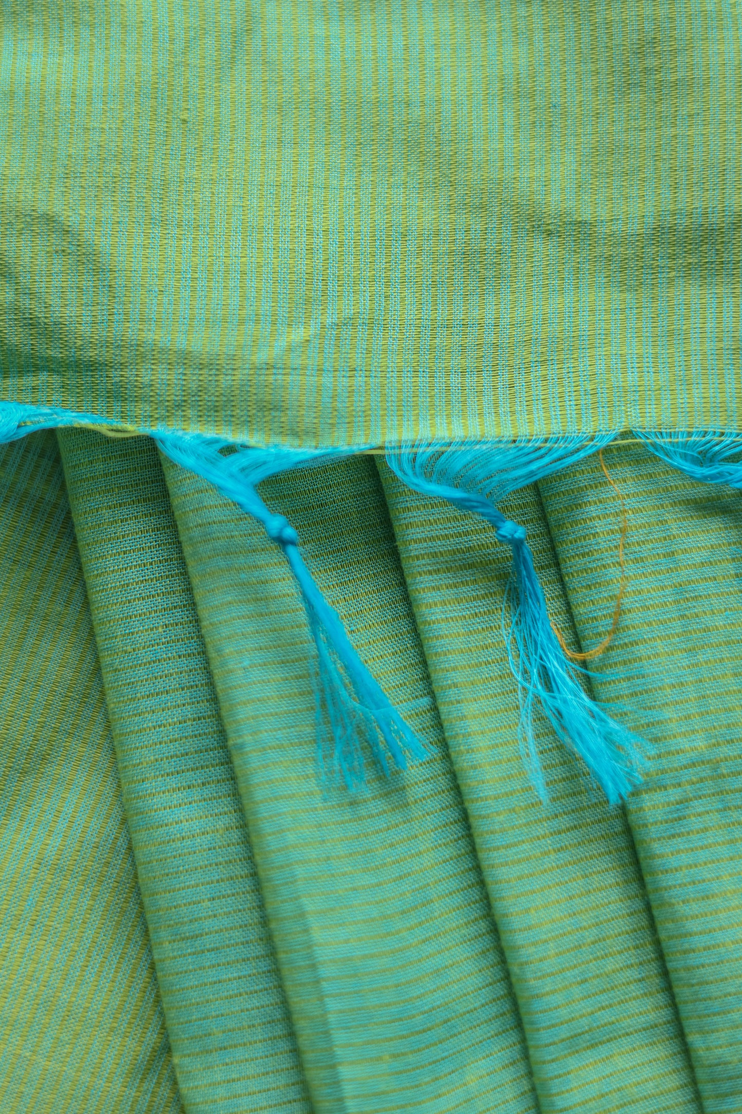 Green with Blue Border Plain Pallu Mangalagiri Cotton Saree