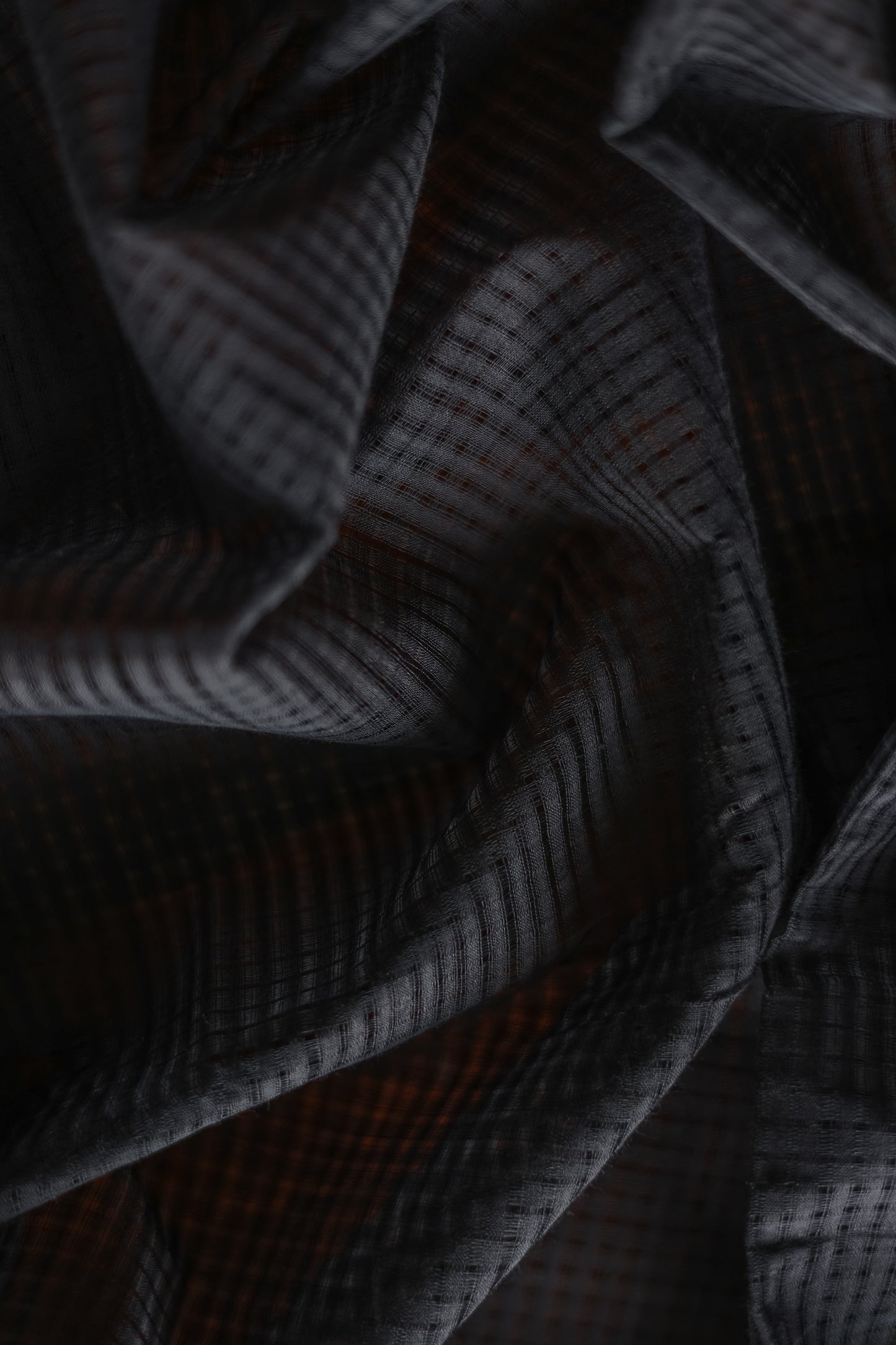 Black with Green Border Striped Pallu Mangalagiri Cotton Saree