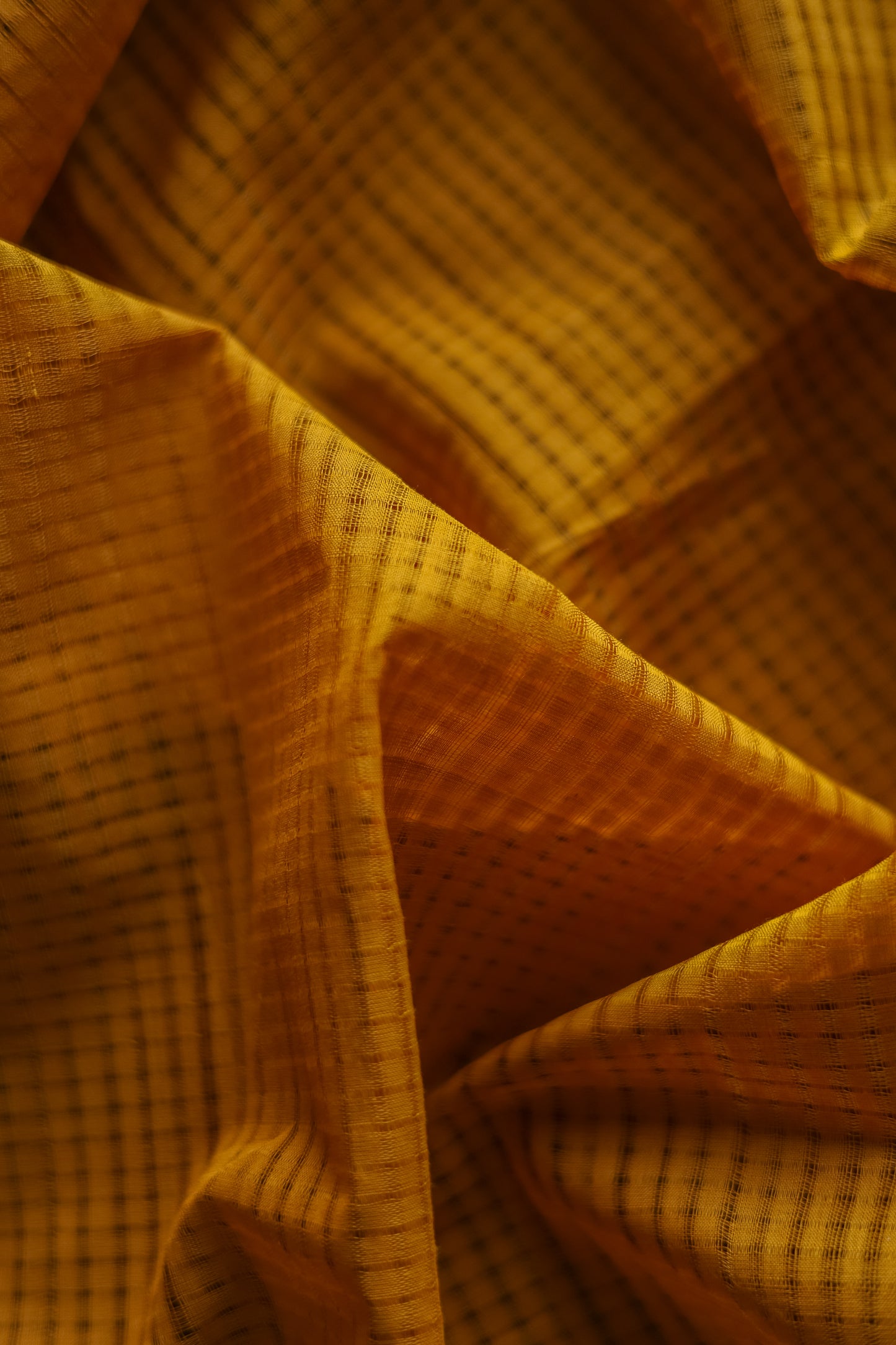 Mustard and Yellow Striped Pallu with Big Border Mangalagiri Cotton Saree