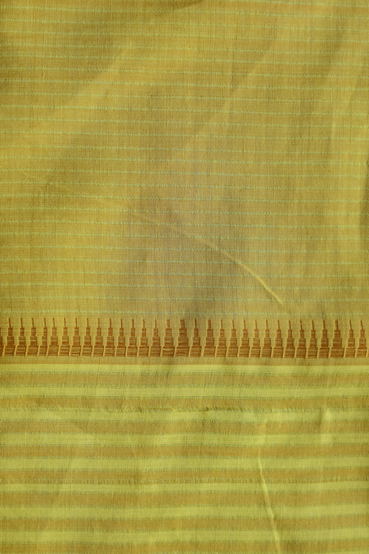 Mustard and Yellow Striped Pallu with Big Border Mangalagiri Cotton Saree