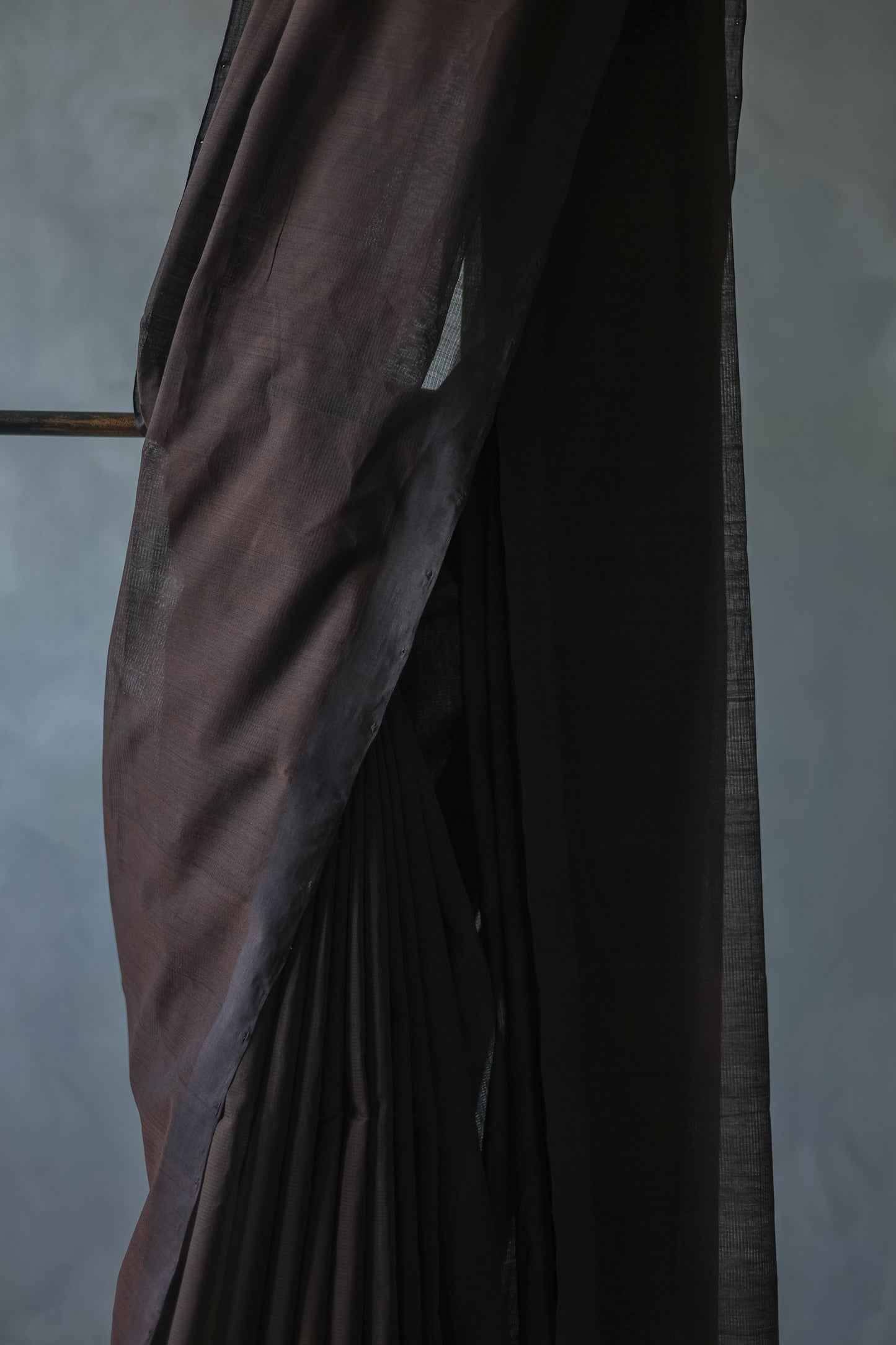 Dark Brown Plain Mangalagiri Cotton Saree