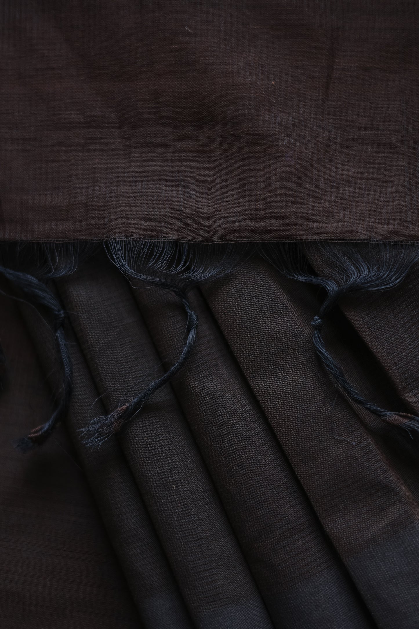 Dark Brown Plain Mangalagiri Cotton Saree